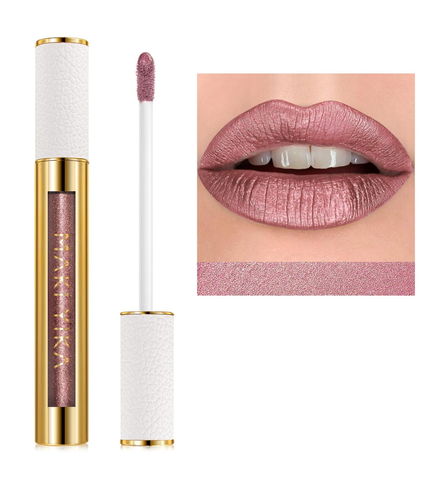 Buy MAKI YIKA Metallic Pink Lipstick - Long-Lasting No Smudge Glitter Lip Gloss for Women | BR010 Sweet Sugar - Buy Online on GoSupps.com