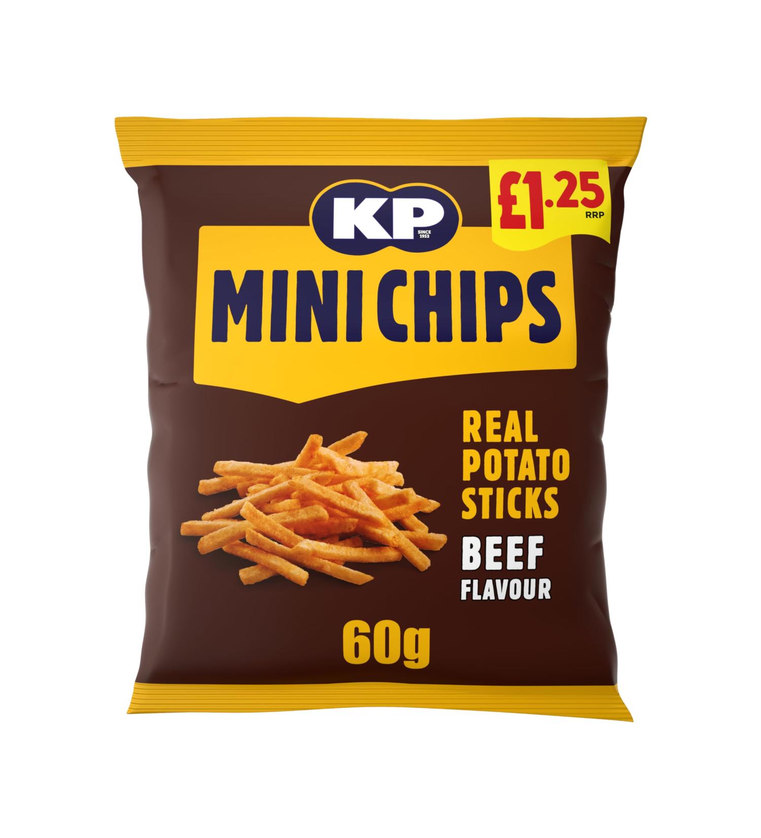 Kp Mini Chips Real Potato Sticks 20x60g 1.25 Price Marked Packs (BBQ Beef)
