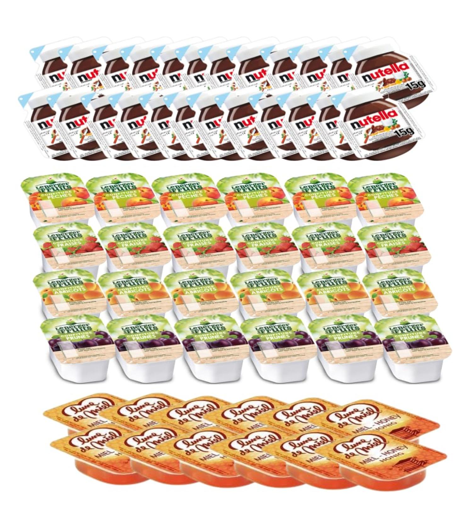 THE FRUIT/NUT/MOON SHEPHERD OF HONEY | Assortment of 12 Honey + 24 Spreads + 24 Assorted Jams Peach Strawberry Plum and Ap - Buy Online on GoSupps.com