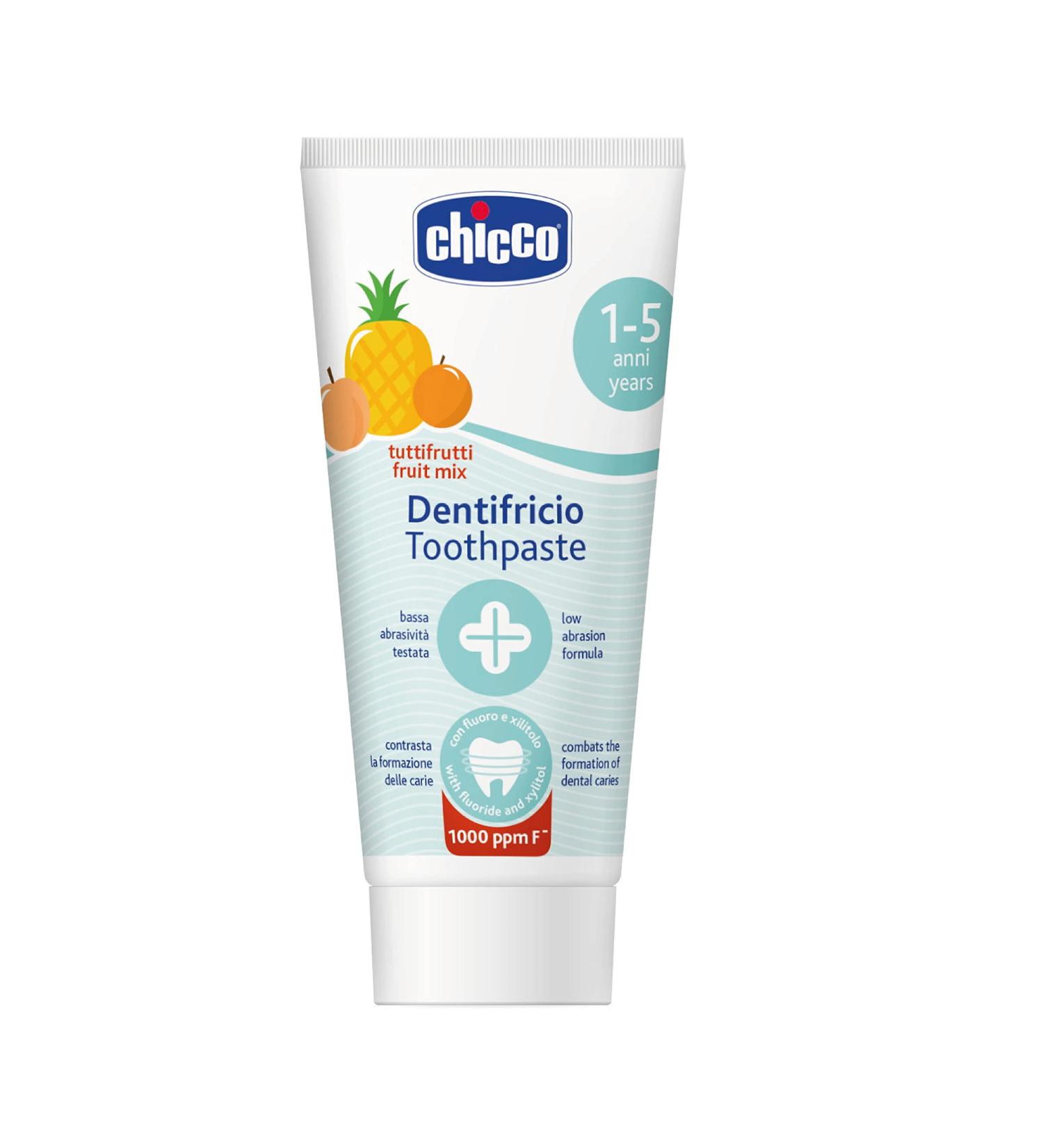 Chicco Children's Toothpaste with Betaine & Vitamin E - 50ml Tuttifrucht | Anti-Caries & Plaque Removal for 12+ Months - Buy Online on GoSupps.com