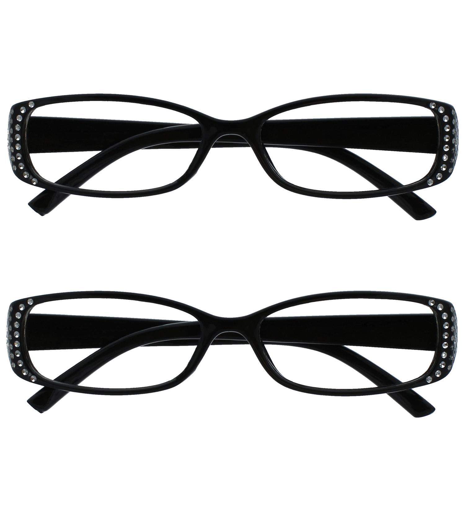 Shop Stylish Black Diamonte Reading Glasses for Women - Value 2 Pack | Designer RR93-1 +2.00 - Buy Online on GoSupps.com