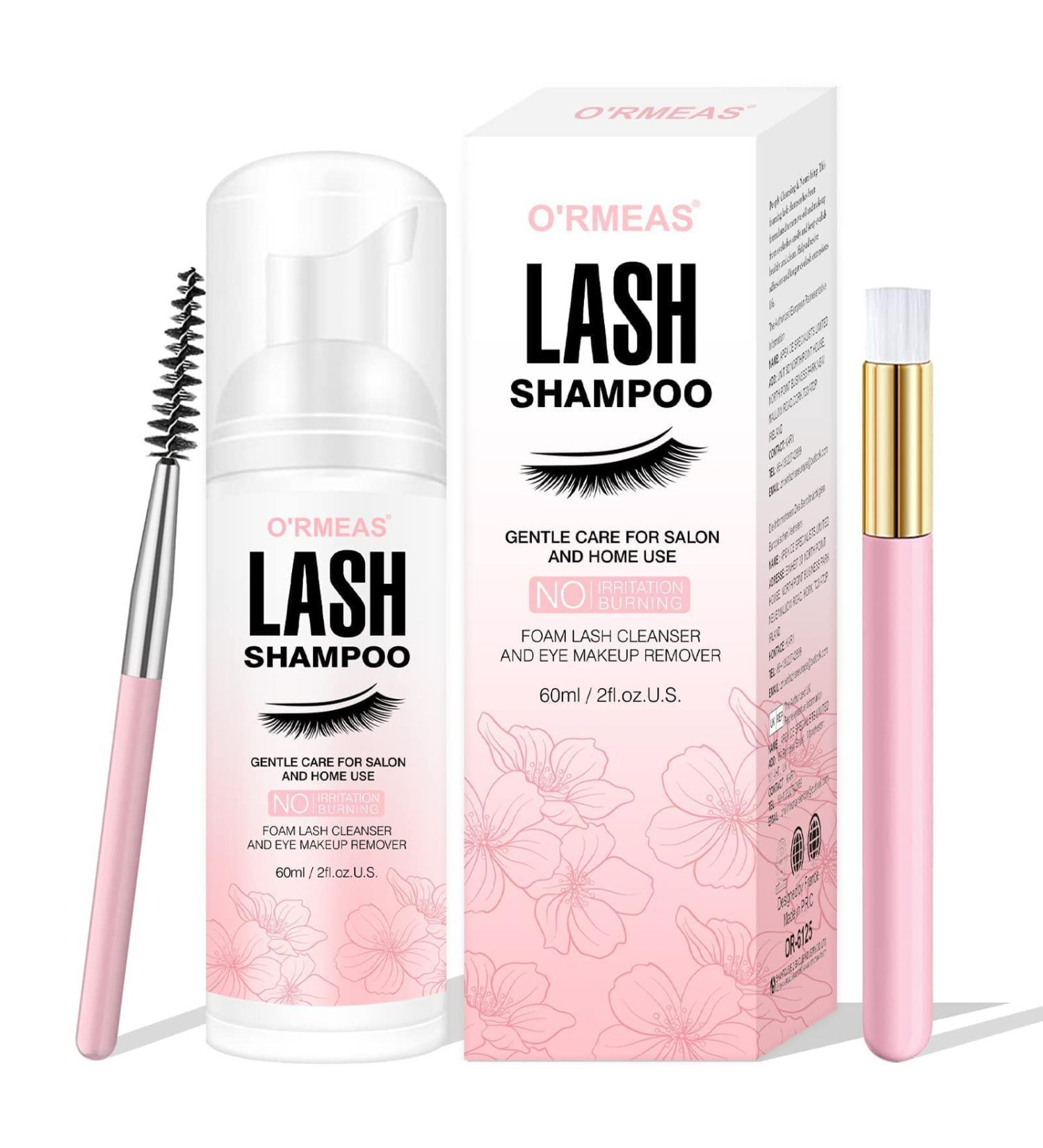 Lash Shampoo 60ML + Brush | Eyelid Foaming Cleanser for Extension Removal | Salon-Quality Makeup Remover - Buy Online on GoSupps.com