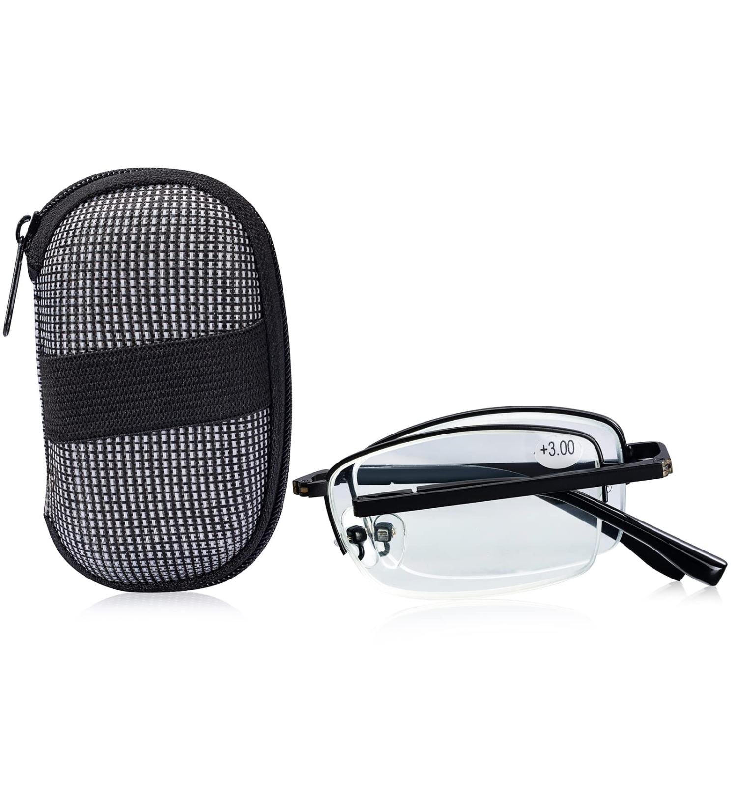 Buy Sangaimei Foldable Anti-Blue Light Reading Glasses for Men & Women - 304 Stainless Steel Hard Shell Case Black - Perfect Computer Glasses - 1.0x Magnification - Buy Online on GoSupps.com