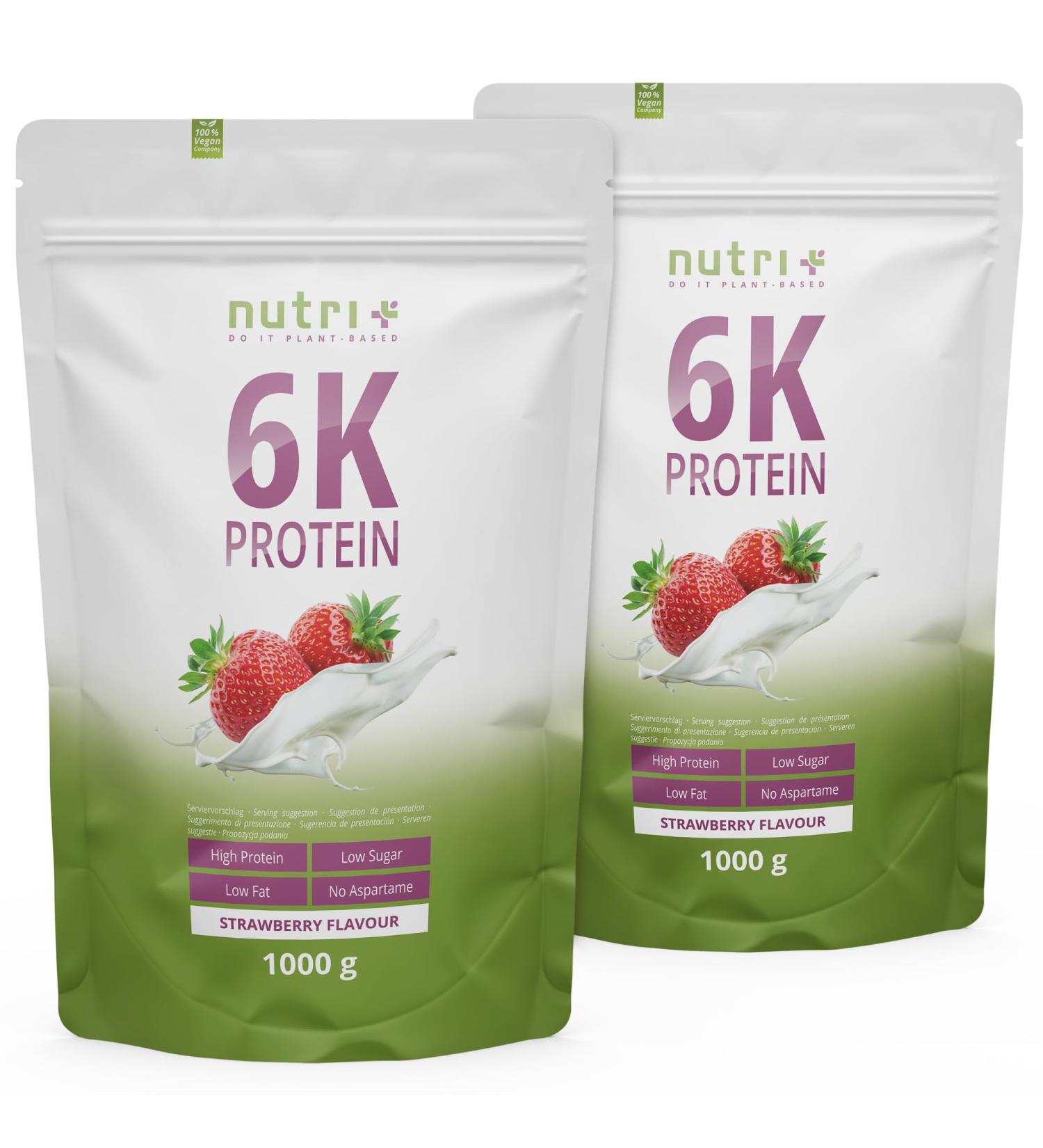 Buy Nutri Plus Strawberry Protein Shake 2kg | 6K Protein Powder - Low Sugar & Low Calorie - International Shipping Available - Buy Online on GoSupps.com