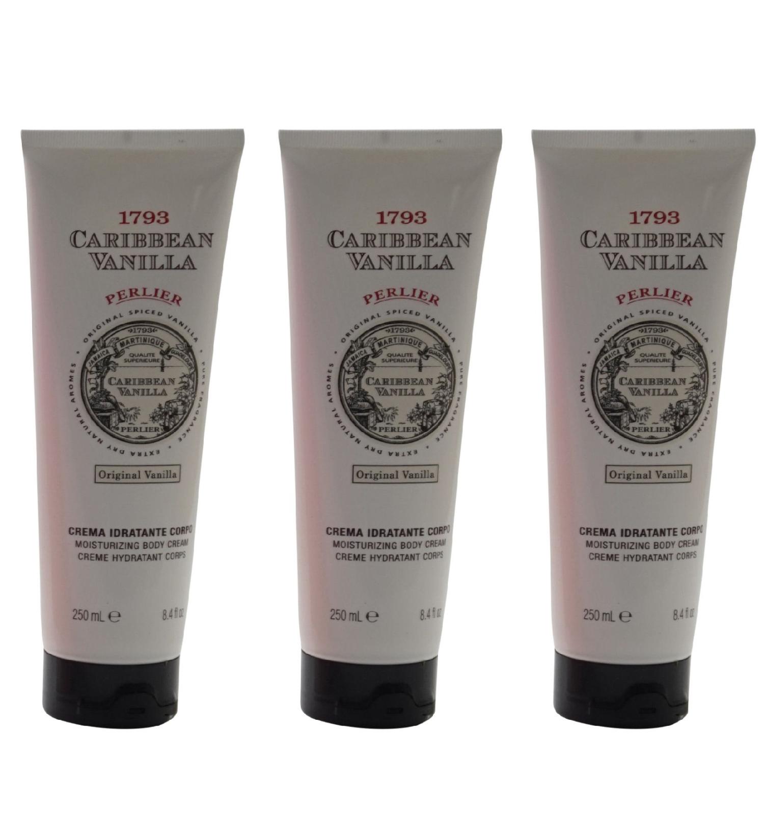 Perlier: Caribbean Vanilla Moisturizing Body Cream 8.4 Fluid Ounces (250mL) Tube Pack of 3 Italian Import