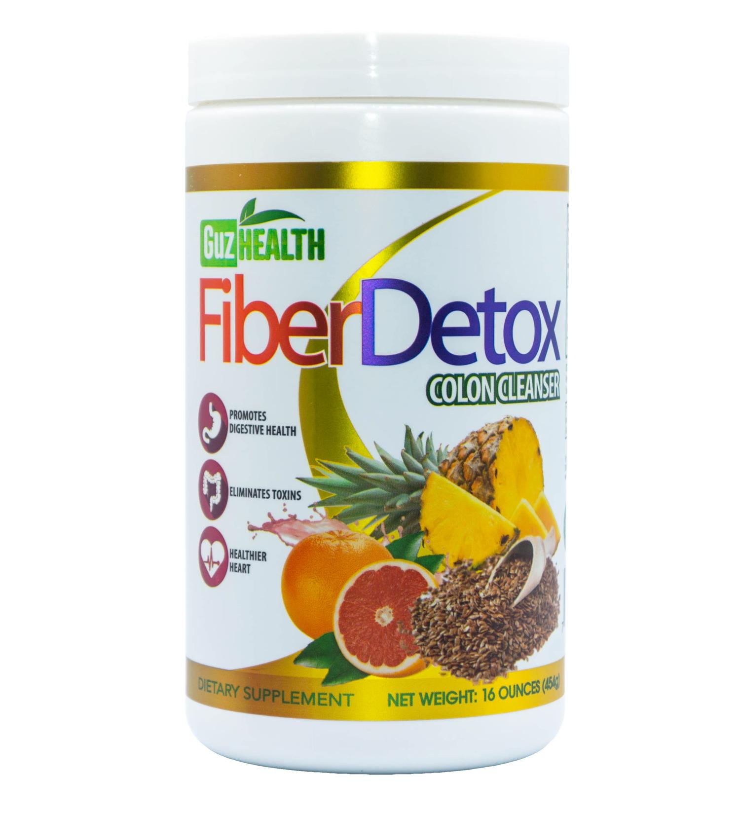 GuzHealth Colon Cleanser Fiber Detox - 30-Day Supply for Toxin Elimination & Constipation Relief with Measuring Scoop - Buy Online on GoSupps.com