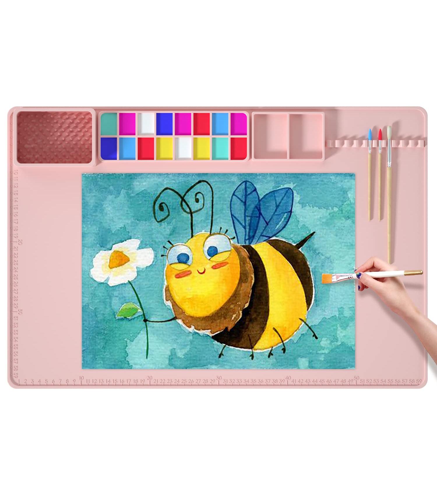 MOHOPE Extra Large Silicone Craft Mat 24x16 - Durable Drawing Board with Ruler for Painting, Crafts, Art, Clay, and Resin - Pink - Buy Online on GoSupps.com