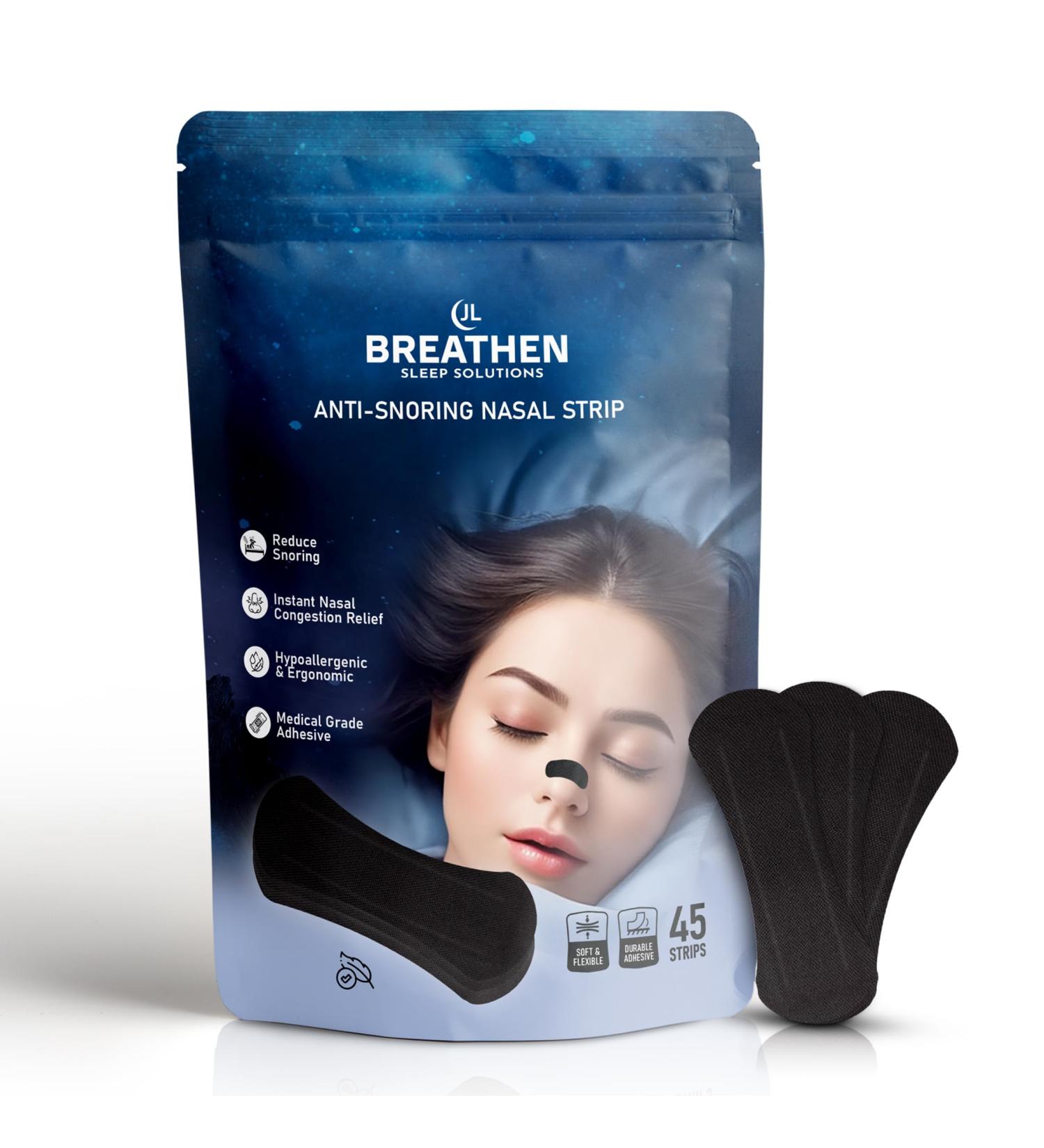 Breathen Sleep Solutions Anti-Snoring Nasal Strips - 45ct | Reduce Snoring & Nasal Congestion | Hypoallergenic for Better Sleep & Wellbeing - International Shipping Available - Buy Online on GoSupps.com