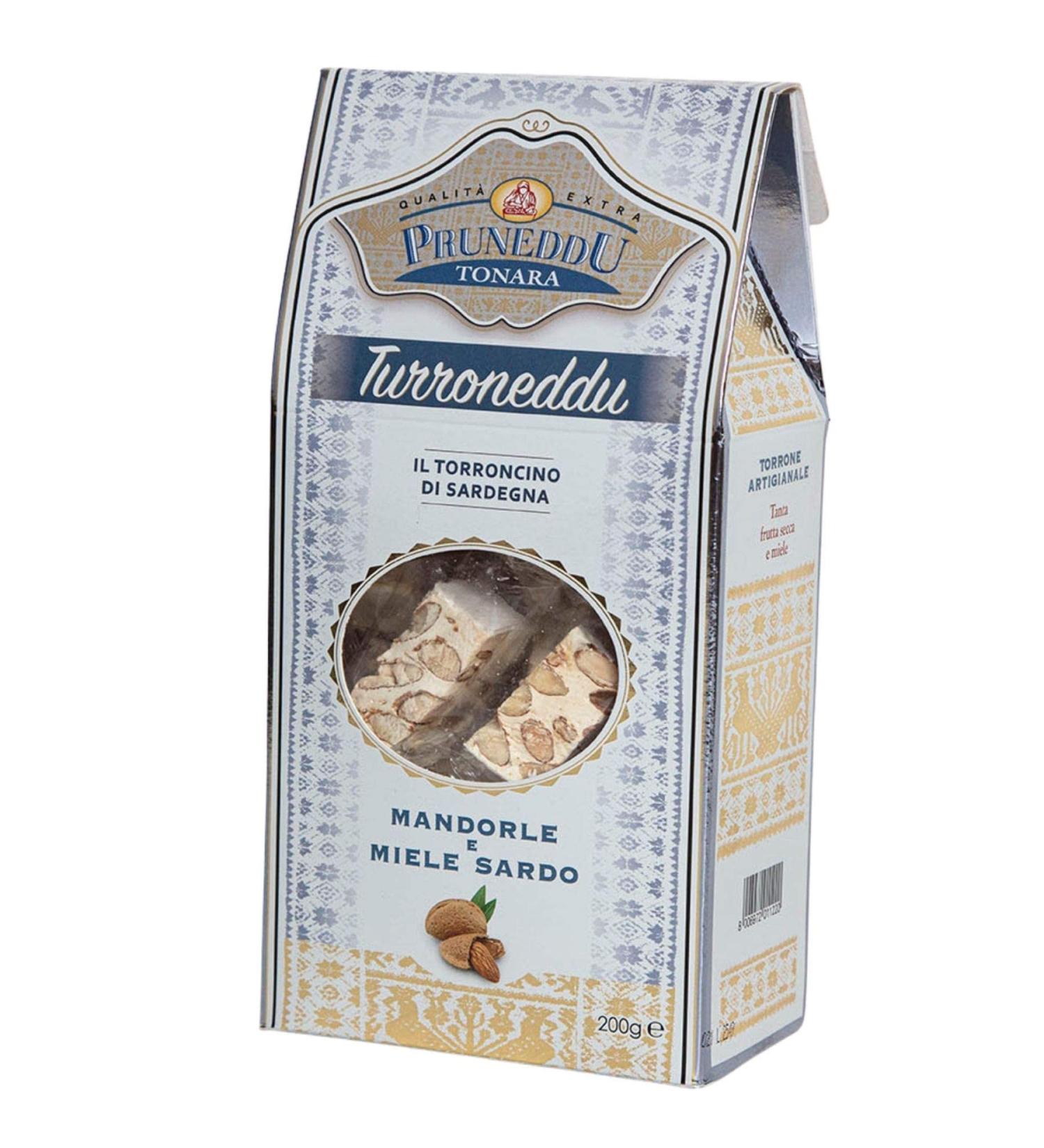 Torroncini with almonds and sardinish honey (hard) |200 g gift packaging |White nougat from Italy |Torrone |Pruneddu Torronificio Artigiano Tonara Sardinia