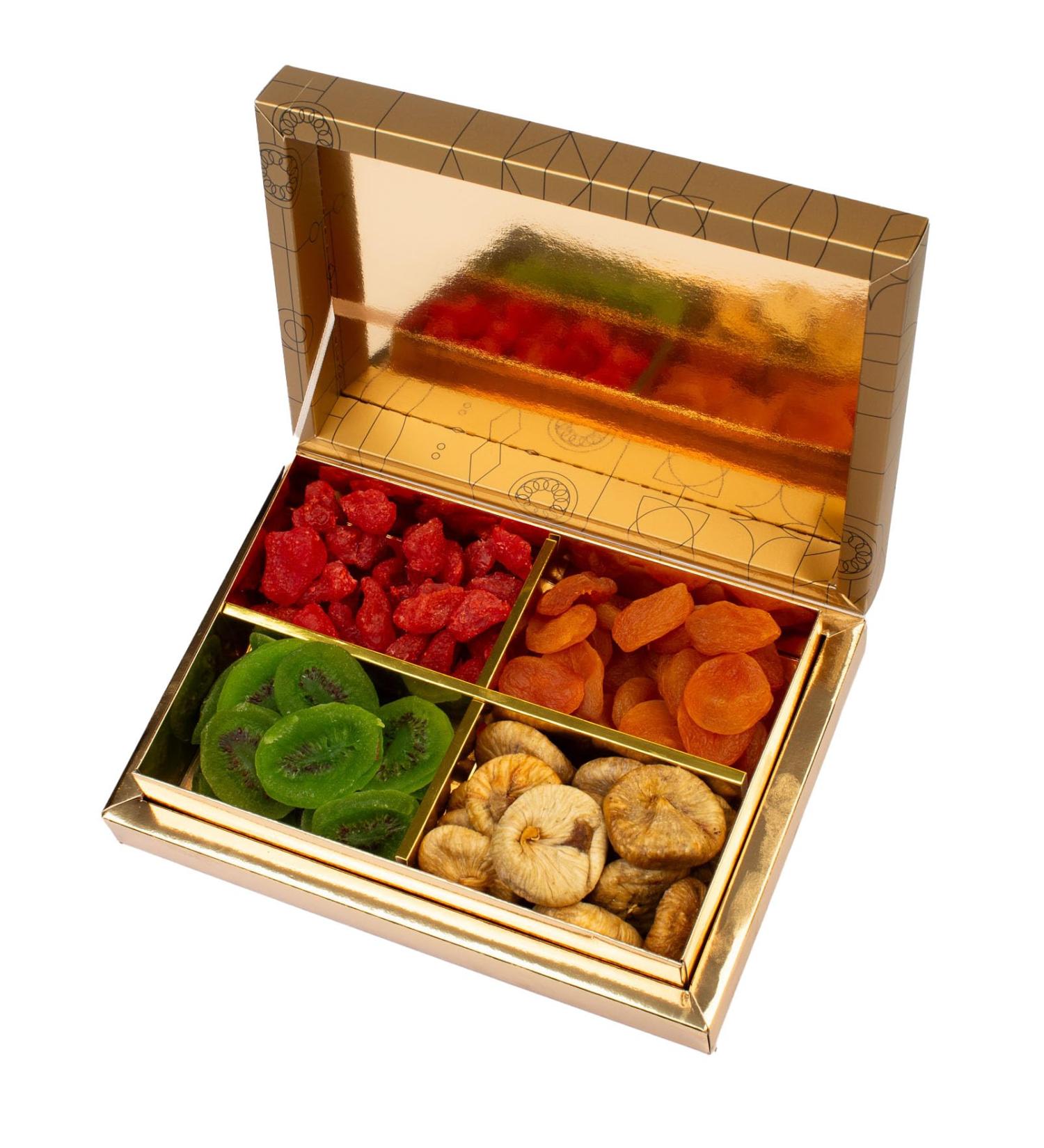 Luxury Dried Fruits Selection - 800g Gold Gift Box | Exotic Crystallised Fruit | Suitable for Vegans Vegetarian Halal Kosher and Gluten Free Diets