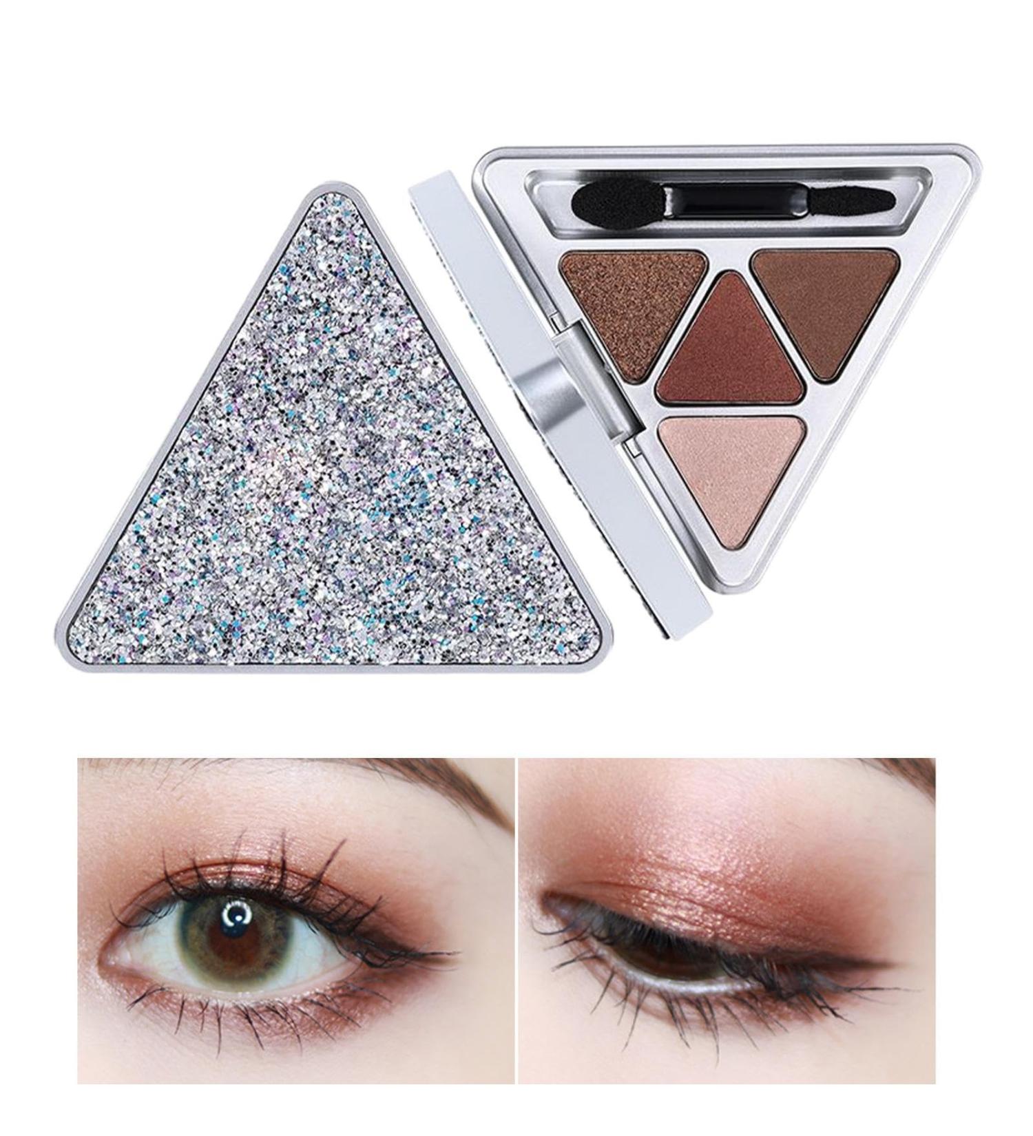 Natural Eyeshadow Palettes | 4 Colors Colorful Eyeshadow Palette | Professional Highly Pigmented Waterproof Glitter Makeup Palette Eye Shadow For Teens Beginners Travel Makeup Pochy F401#brown Kiss Secret Language - Buy Online on GoSupps.com