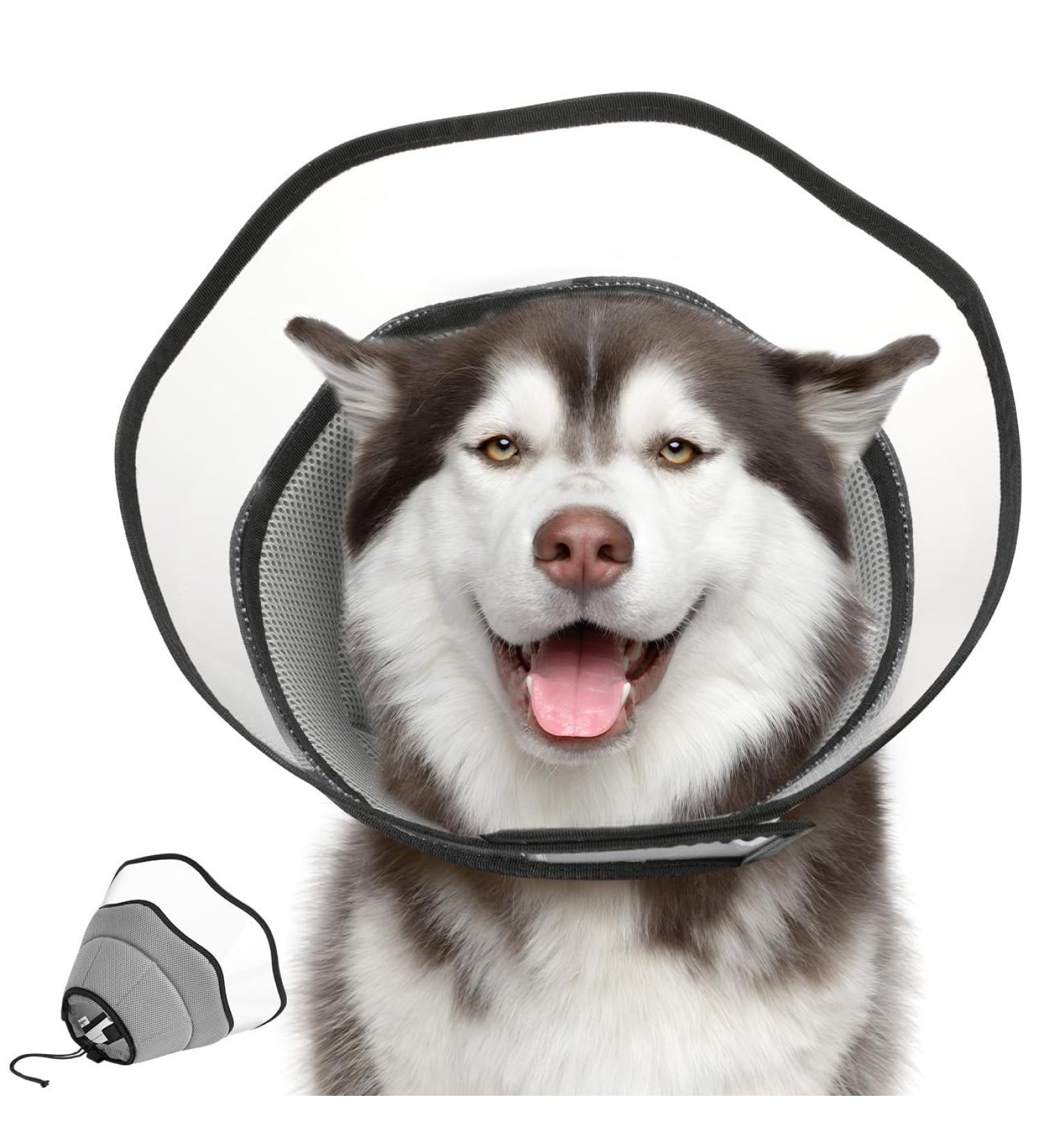 Vavopaw Rauskrause Dog Lick Protection Collar - Waterproof Adjustable Lightweight XXL for Post-Op Recovery | Breathable PVC & Recycled Materials - Gray - Buy Online on GoSupps.com