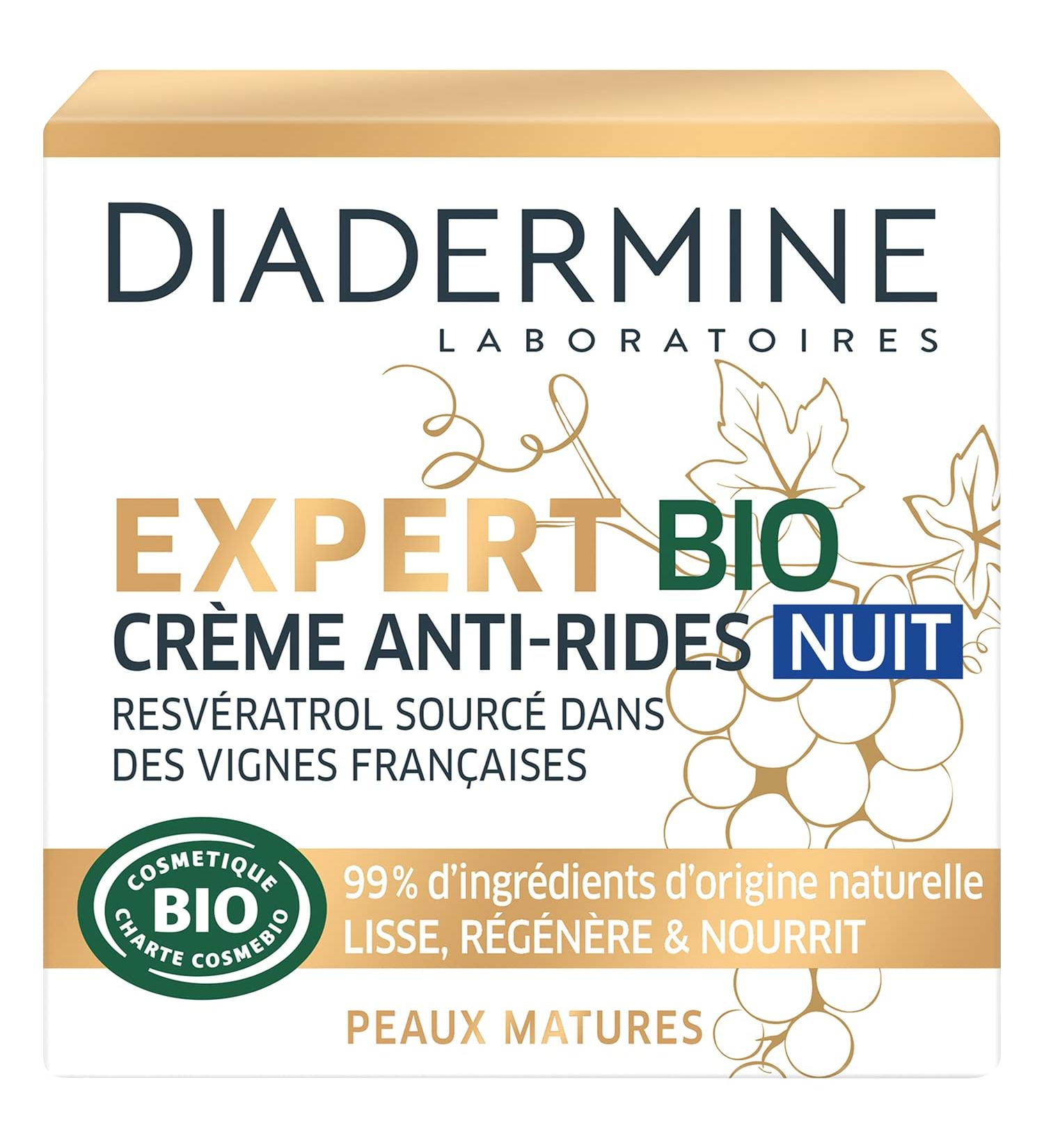  Diadermine Diadermine - Expert Bio - Night Anti-Wrinkle Face Cream - Resveratrol and Algae Extract - For Mature Skin - 99% ingredients of natural origin - Facial Care - Anti-Aging Care - 50 ml jar - Buy Online on GoSupps.com