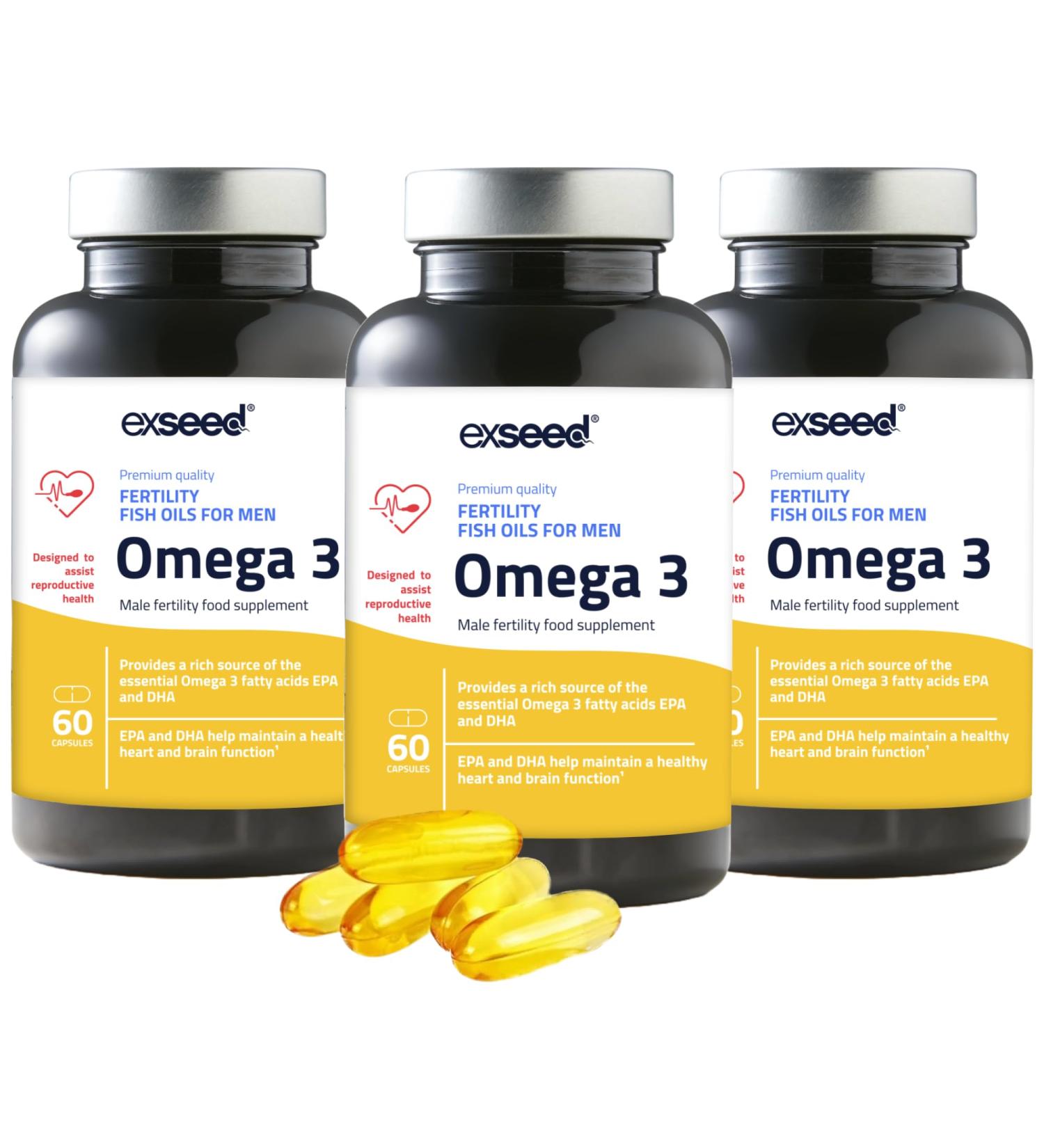  ExSeed ExSeed Health Men's Dietary Supplement - Omega 3-3 Months (x3 Bottles) - 60 Capsules Per Bottle - Fish Oils for Men - Promote - Buy Online on GoSupps.com
