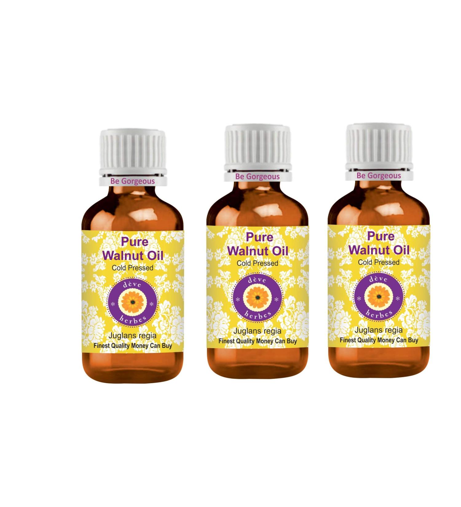 Deve Herbes Pure Walnut Oil - Cold Pressed Natural Therapeutic Grade (Pack of 3 x 100ml) - Premium Quality International Shipping - Buy Online on GoSupps.com