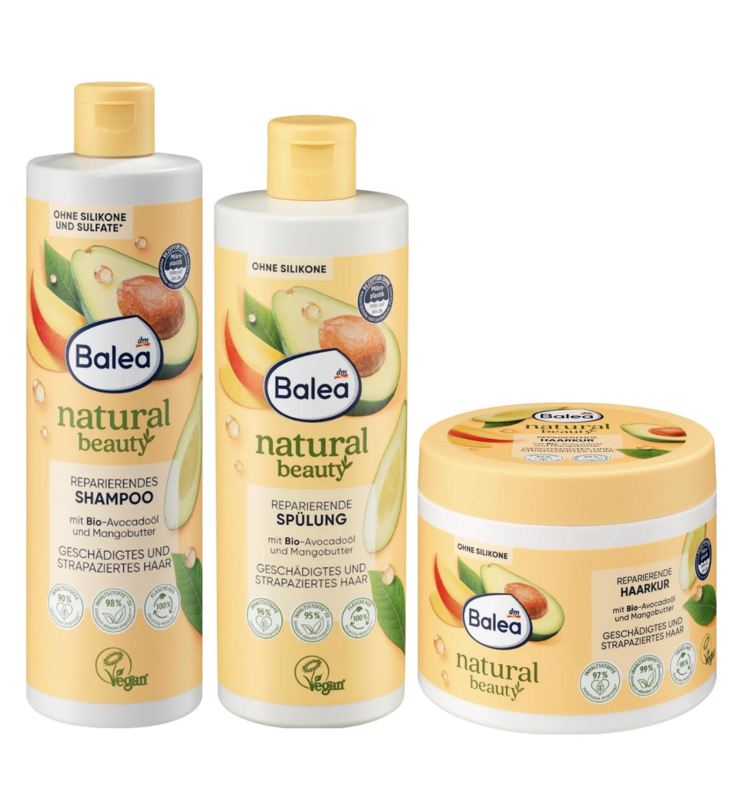  Generisch Balea Natural Shampoo with Organic Avocado Oil and Mango Butter 400ml Balm 350ml and Hair Mask Set of 3 - Buy Online on GoSupps.com