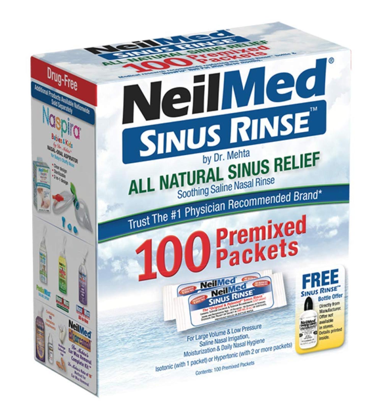 Neilmed Sinus Rinse - Nasal Rinse Refill Kit - 100 per Box