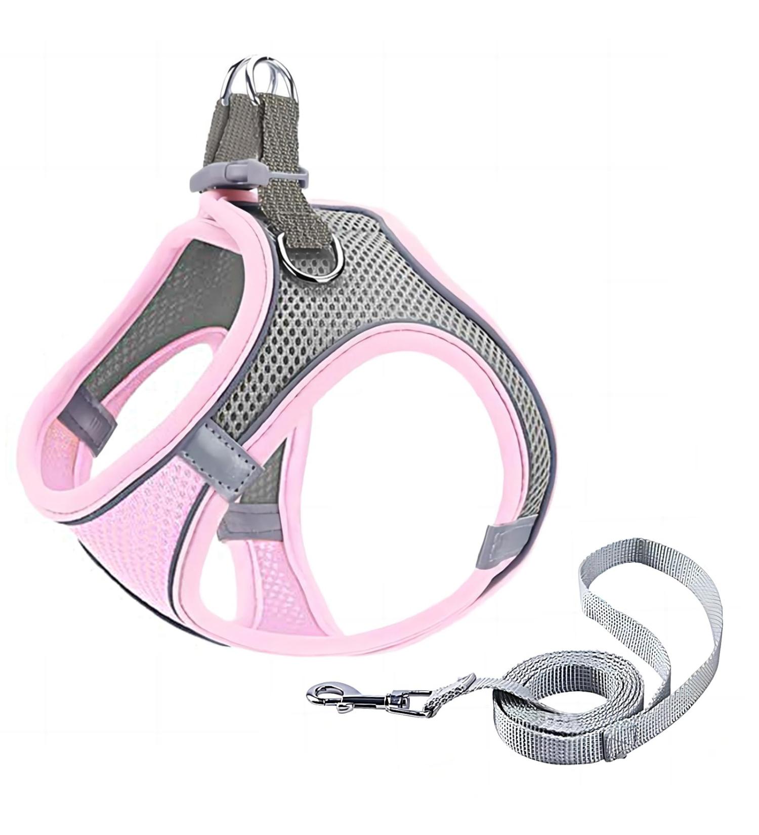 Giapinst Dog Harness for Small Dogs - No Pull Adjustable Pet Safety with Breathable Mesh & Reflective Stripes - Medium Size (S Chest 14-17.3) - Pink & Gray - Buy Online on GoSupps.com