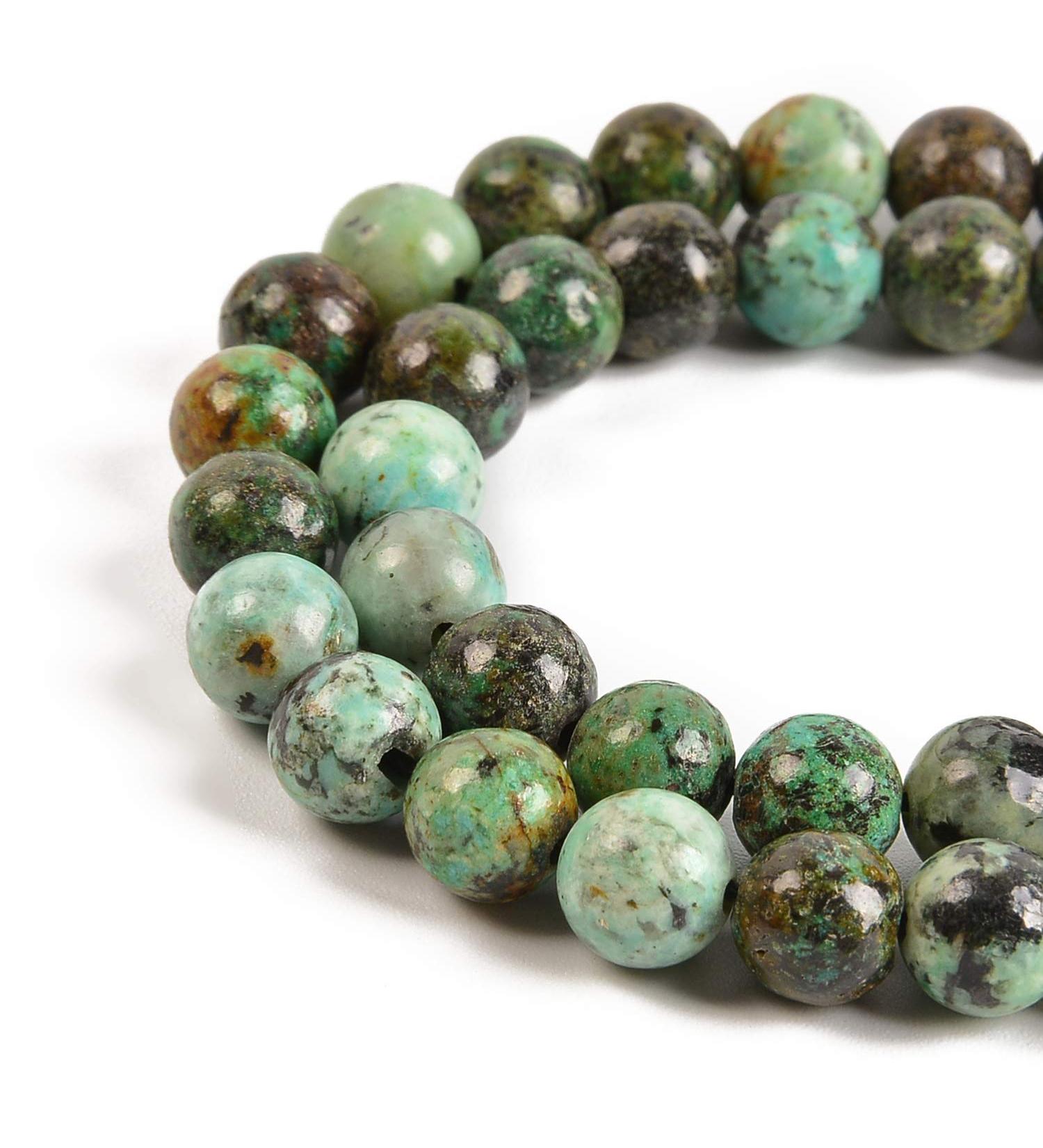 Nancybeads 45pcs 8mm Natural African Turquoise Gemstone Round Spacer Loose Stone Beads for Jewelry Making 15.5" 1 Strand (African Turquoise, 8mm 45Beads) 8mm 45Beads African Turquoise