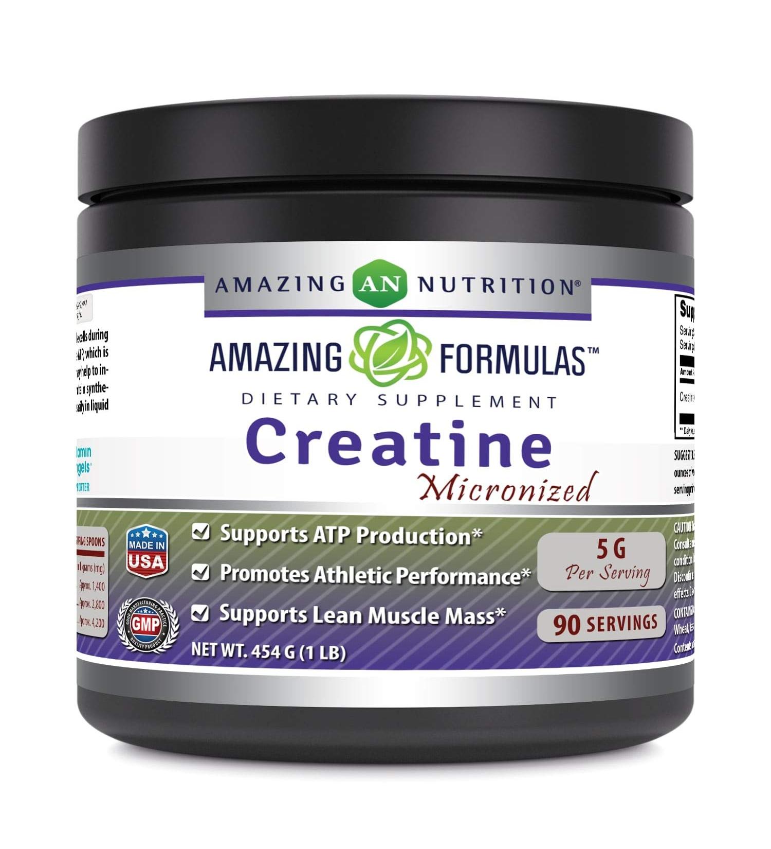 Amazing Formulas Micronized Creatine Monohydrate 5000 Mg Supplement - Non-GMO Gluten Free Made in USA (1 Lb Unflavored) - Best International Shipping - Buy Online on GoSupps.com