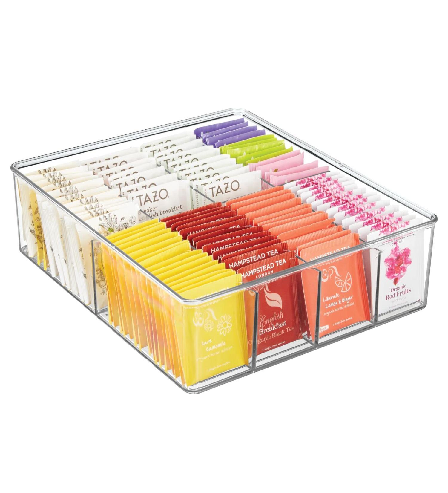 MDesign Kitchen Storage Box - 8-Compartment Cabinet Organizer for Food Spices & Soups - Transparent 26.7 x 30.5 x 8.9 cm - Ideal for Modern Kitchens - International Shipping Available - Buy Online on GoSupps.com