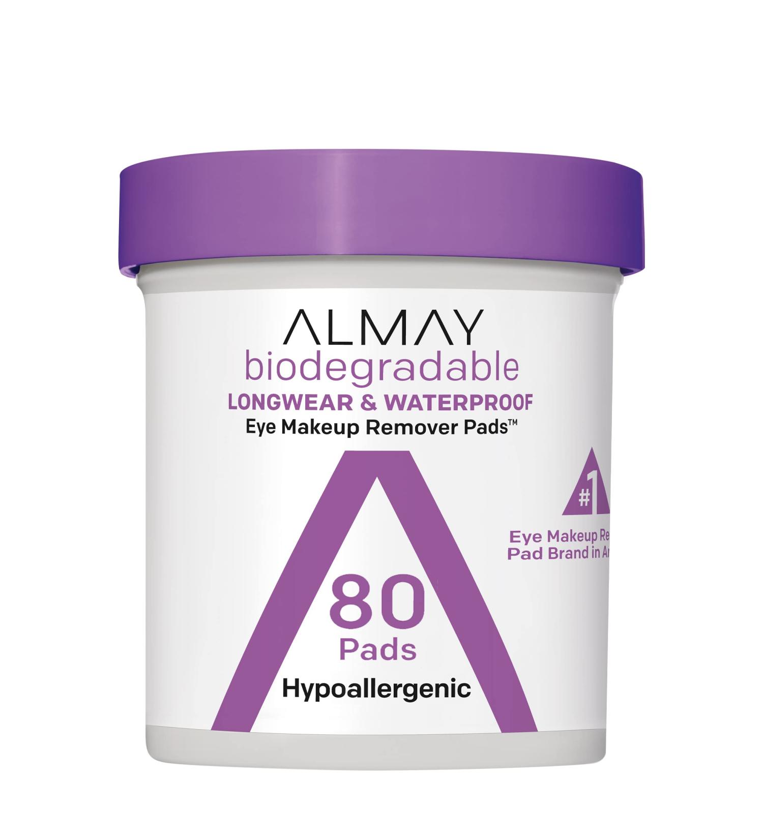 Almay Biodegradable Longwear & Waterproof Eye Makeup Remover Pads- 80 Pads - Buy Online on GoSupps.com