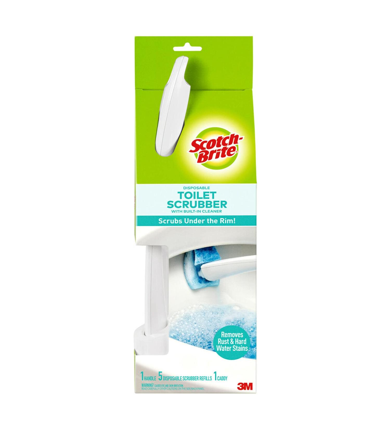 Scotch-Brite Disposable Toilet Scrubber Starter Kit with Built-In Bleach Alternative - 1 Handle, Storage Caddy, 5 Refills - Buy Online on GoSupps.com