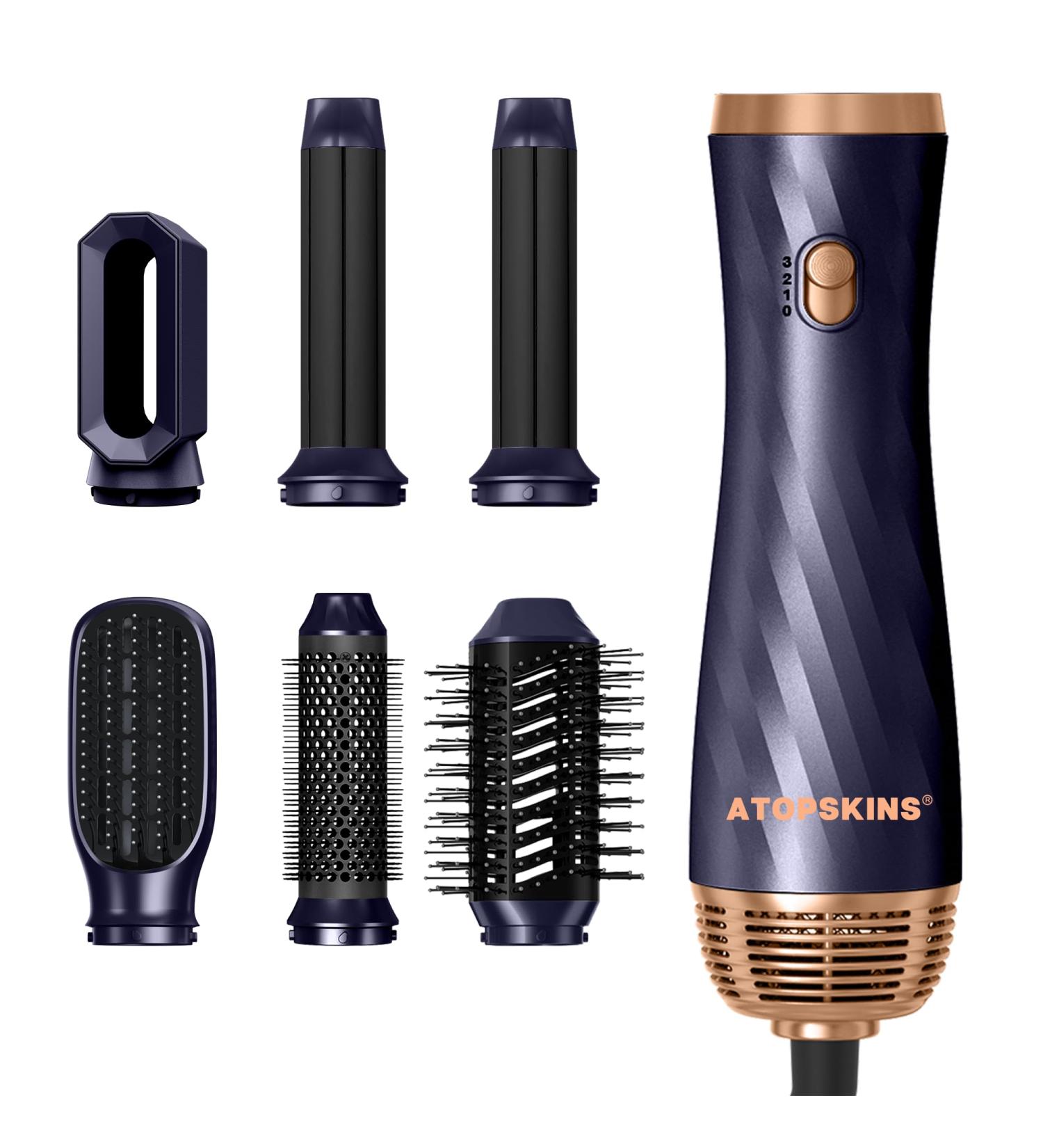 6 in 1 Airstyler Styling Brush Set - 1000W Negative Ion Hair Dryer & Thermal Brush for Perfect Curls - Best Air Styler for Glossy Hair - Violet - Buy Online on GoSupps.com
