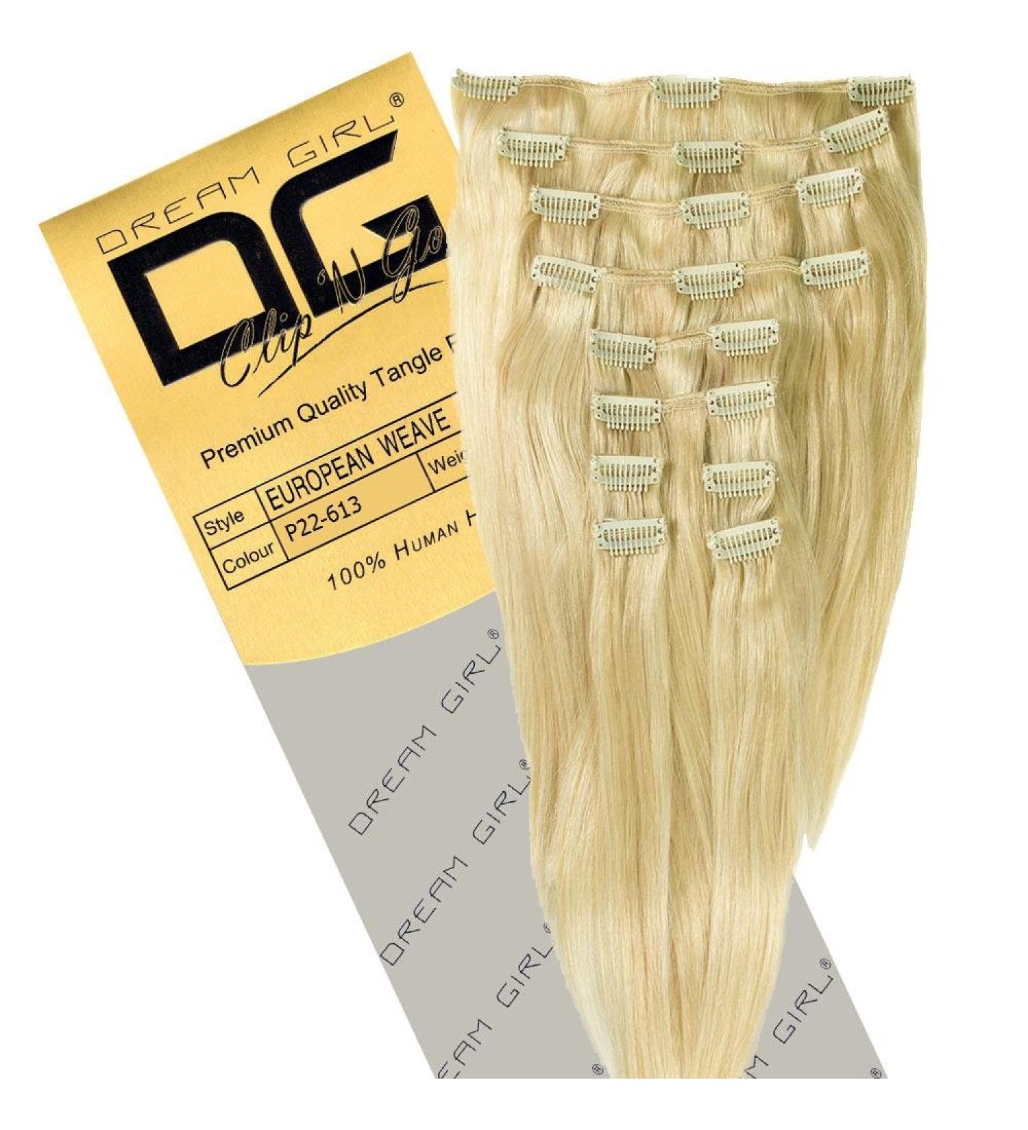 Dream Girl 18 inch Colour 22/613 Clip On Hair Extensions