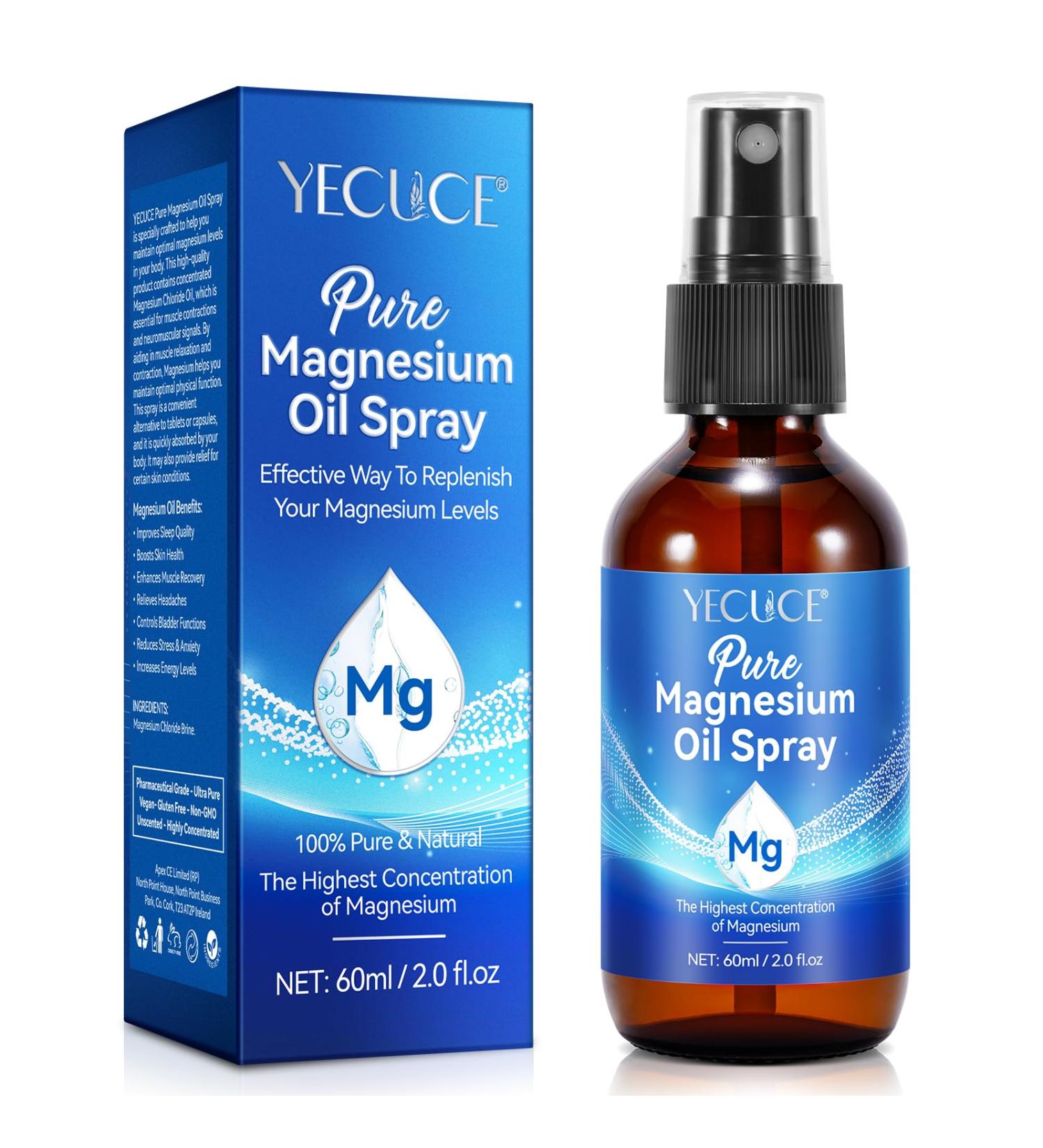 Magnesium Oil for Feet 100% Pure & Natural Magnesium Oil Spray Easy to Absorb and Use 2.0 fl.oz - Buy Online on GoSupps.com