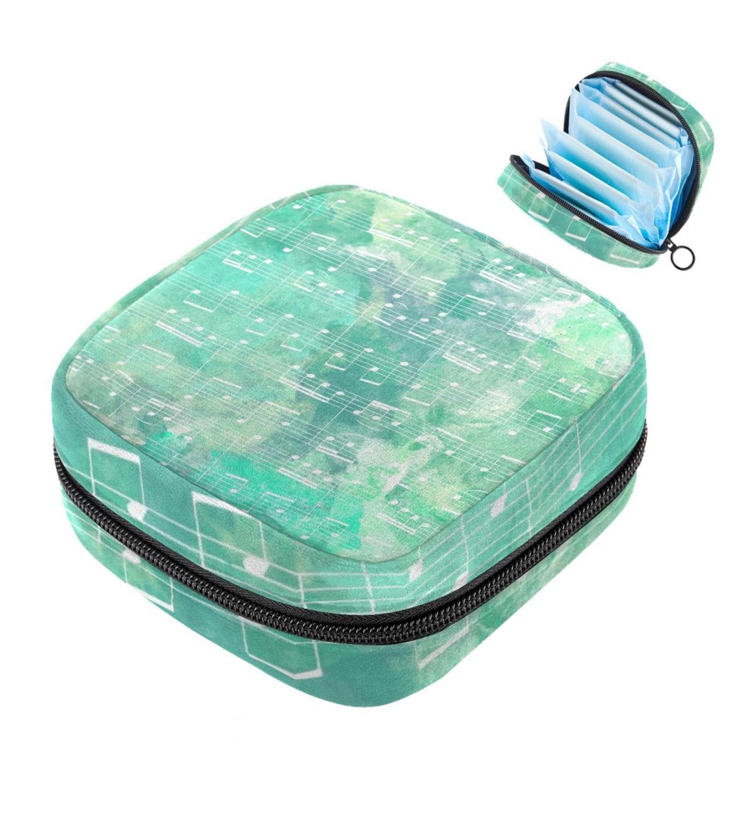Buy Muooum Menstrual Polster Zipper Bag for Women - Green Tie Dye Musical Notes | Stylish & Functional Tampon Organizer - Buy Online on GoSupps.com