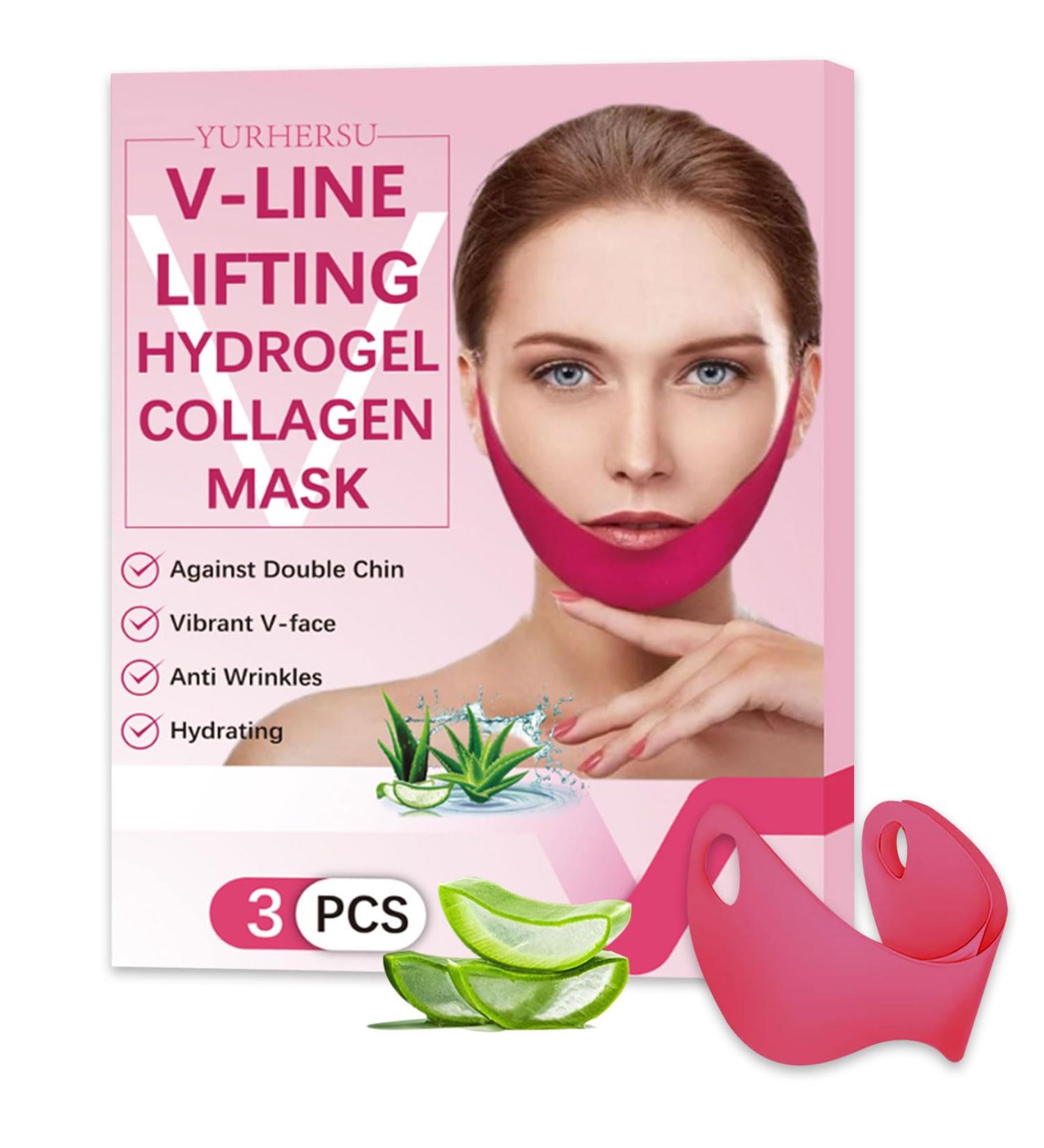 Face Mask V Lifting Face Lift Tape Double Chin Reducer Lifting Hydrogel Collagen Mask With Aloe Firming Anti-Wrinkle Mask Earhook Neck Lift Slimming Mask For Women & Men - Buy Online on GoSupps.com
