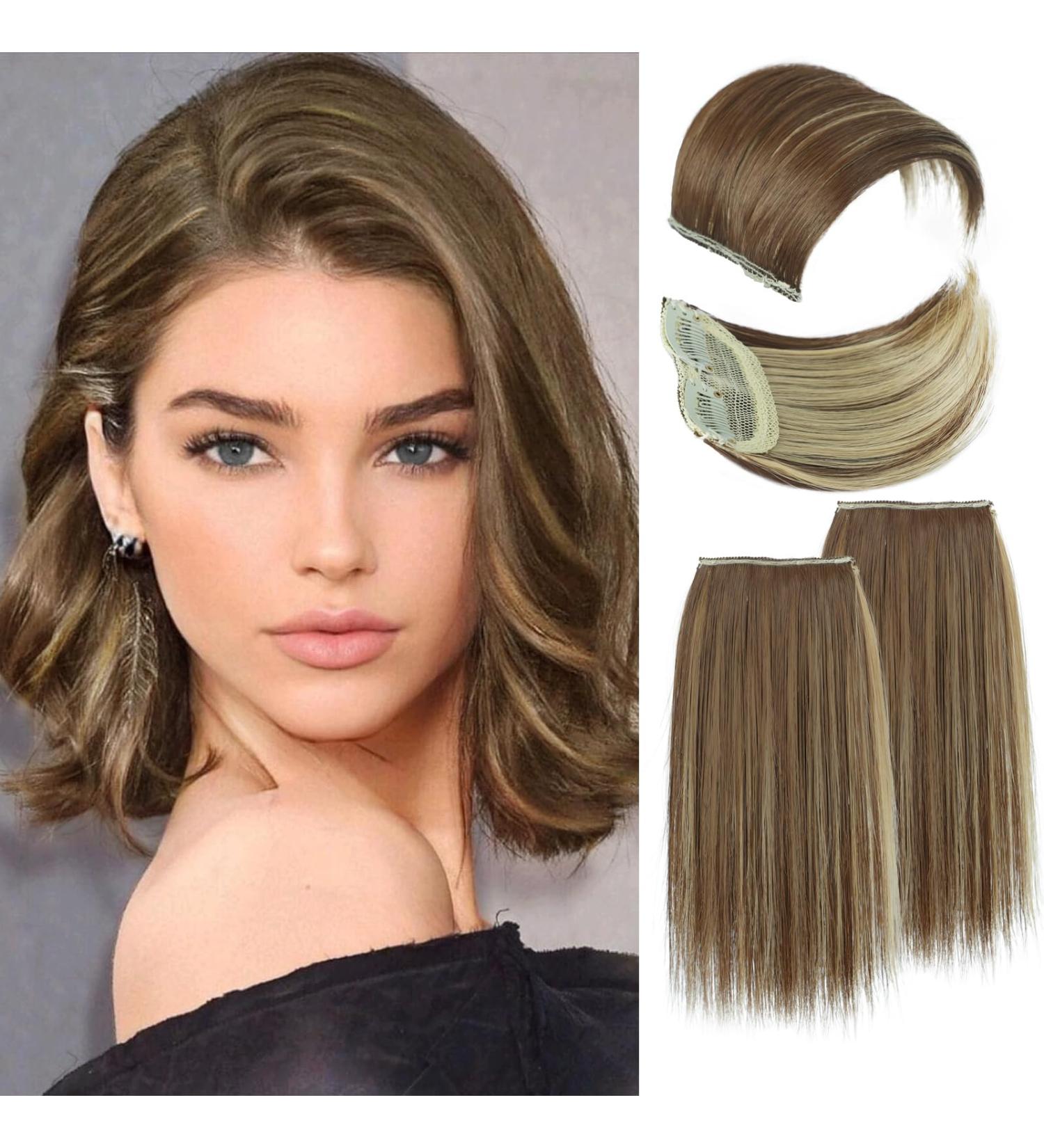 LNERATO 4 PCS Synthetic Hair Toppers for Women - Invisible Clips, Thinning Hair Solution, Hair Volume Boost - Double 4 inch and Double 8 inch Brown mix Natural Blond - Hairpieces for Daily Use - Buy Online on GoSupps.com