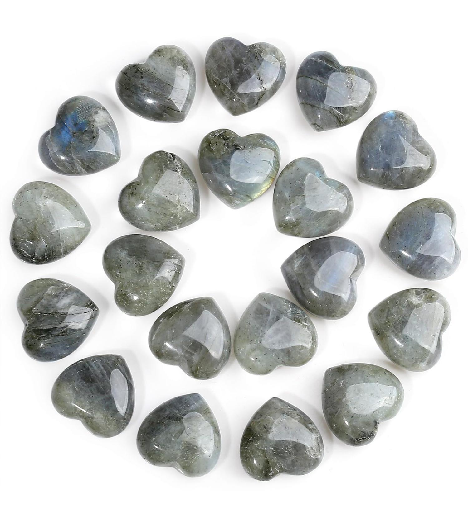 MAIBAOTA Black Labradorite Moonstone Crystal Healing Crystals Gemstones Pocket Gifts Heart-Shaped Nature Spiritual Energy for Women Men Reiki Divination Balancing Yoga Meditation 10PCS - Buy Online on GoSupps.com