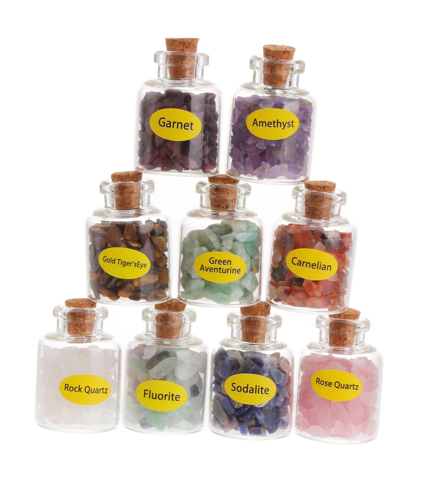 JECOMPRIS Chakra Healing Stones Crystal Gemstone Chips 18 Pcs Wishing Bottle Decorate Chakra Gemstone Beads Turquoise Crystal Stone As Shownx2pcs 9PCSx2pcs - Buy Online on GoSupps.com