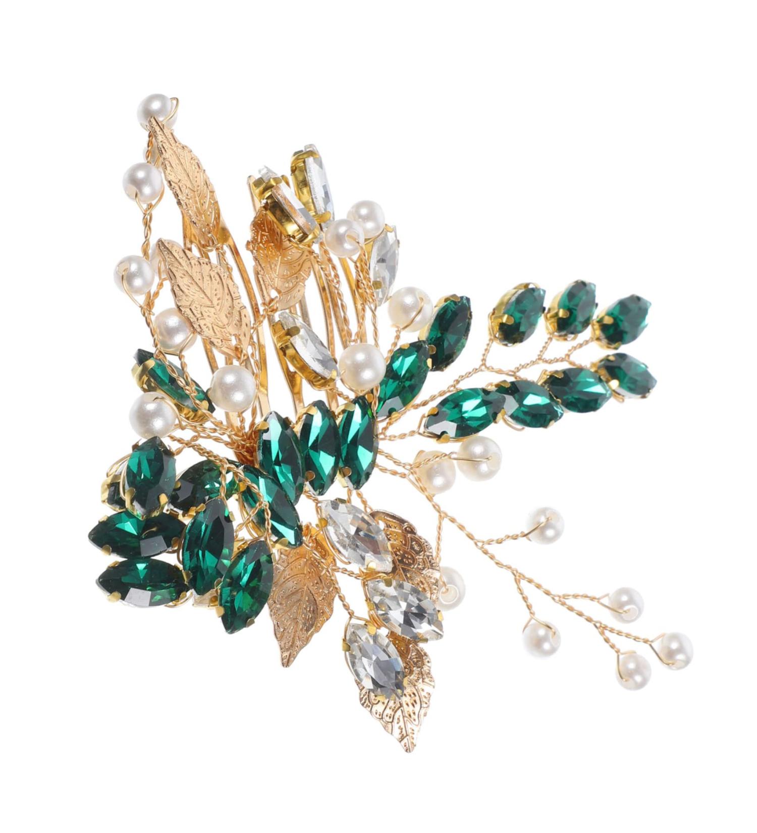 Ipetboom Wedding Headpiece Silver Leaf Tiara Hair Comb for Girls Rhinestone Hair Clips Hair Barrettes for Girls Decorative Hair Clips Womens Headpiece Girl Headpiece Bride Metal Glass - Buy Online on GoSupps.com