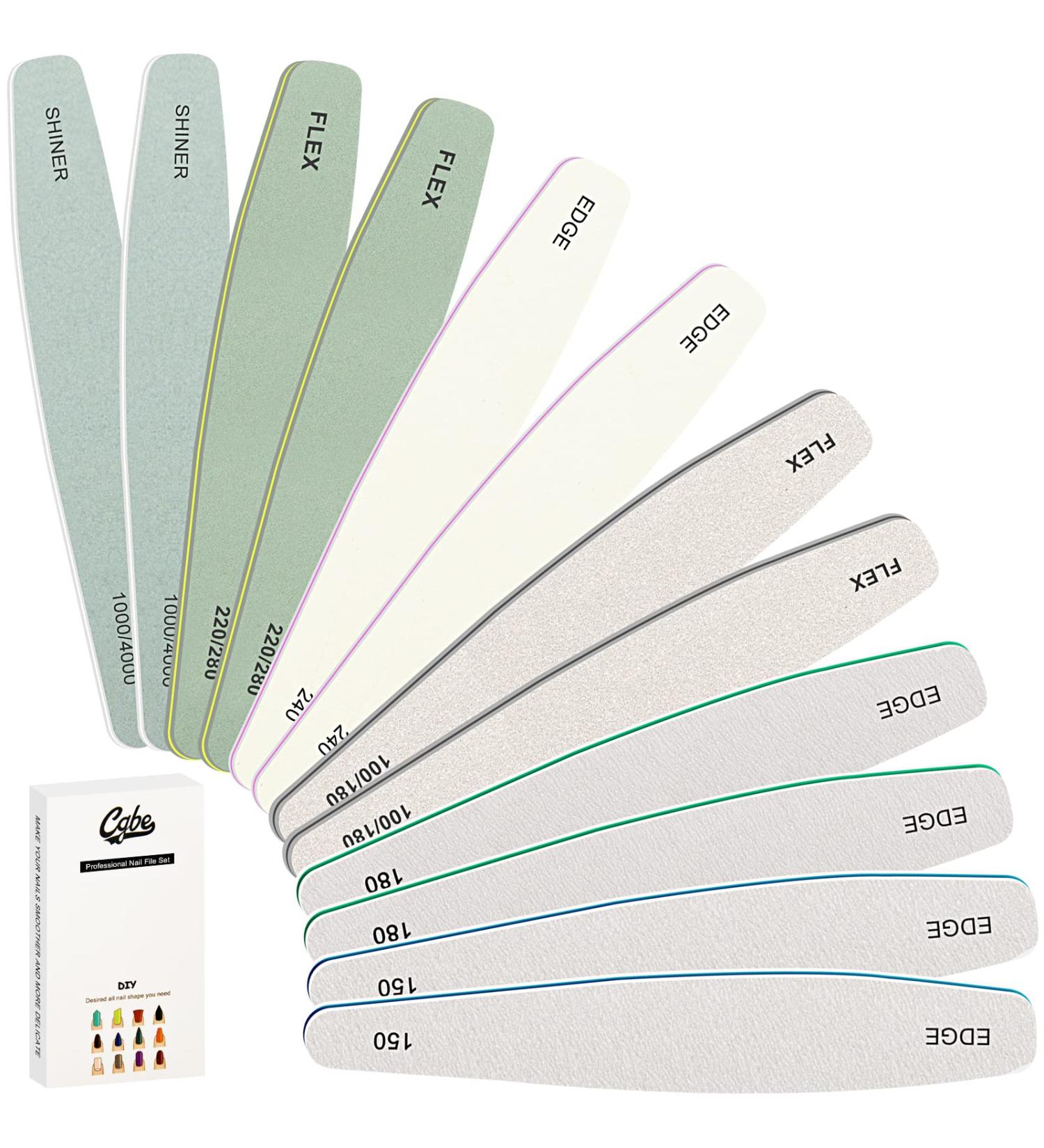 CGBE Nail Files 12 PCS Professional Double Sided Grit Emery Boards for Natural Acrylic Gel Nails - Reusable Nail Buffer Block Manicure Tool - Buy Online on GoSupps.com