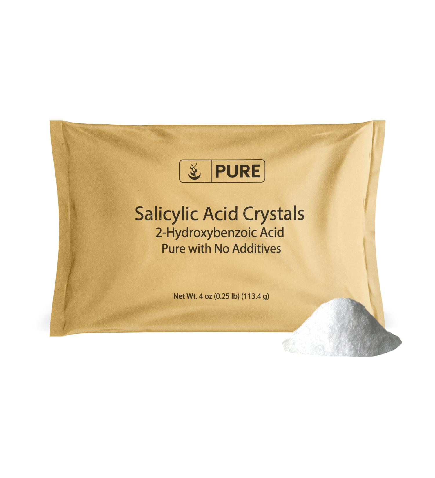Pure Salicylic Acid Crystals (4 oz) - 100% Original Ingredients - No Fillers - 2-Hydroxybenzoic Acid - Always Pure - 4 Ounce Pack - Buy Online on GoSupps.com
