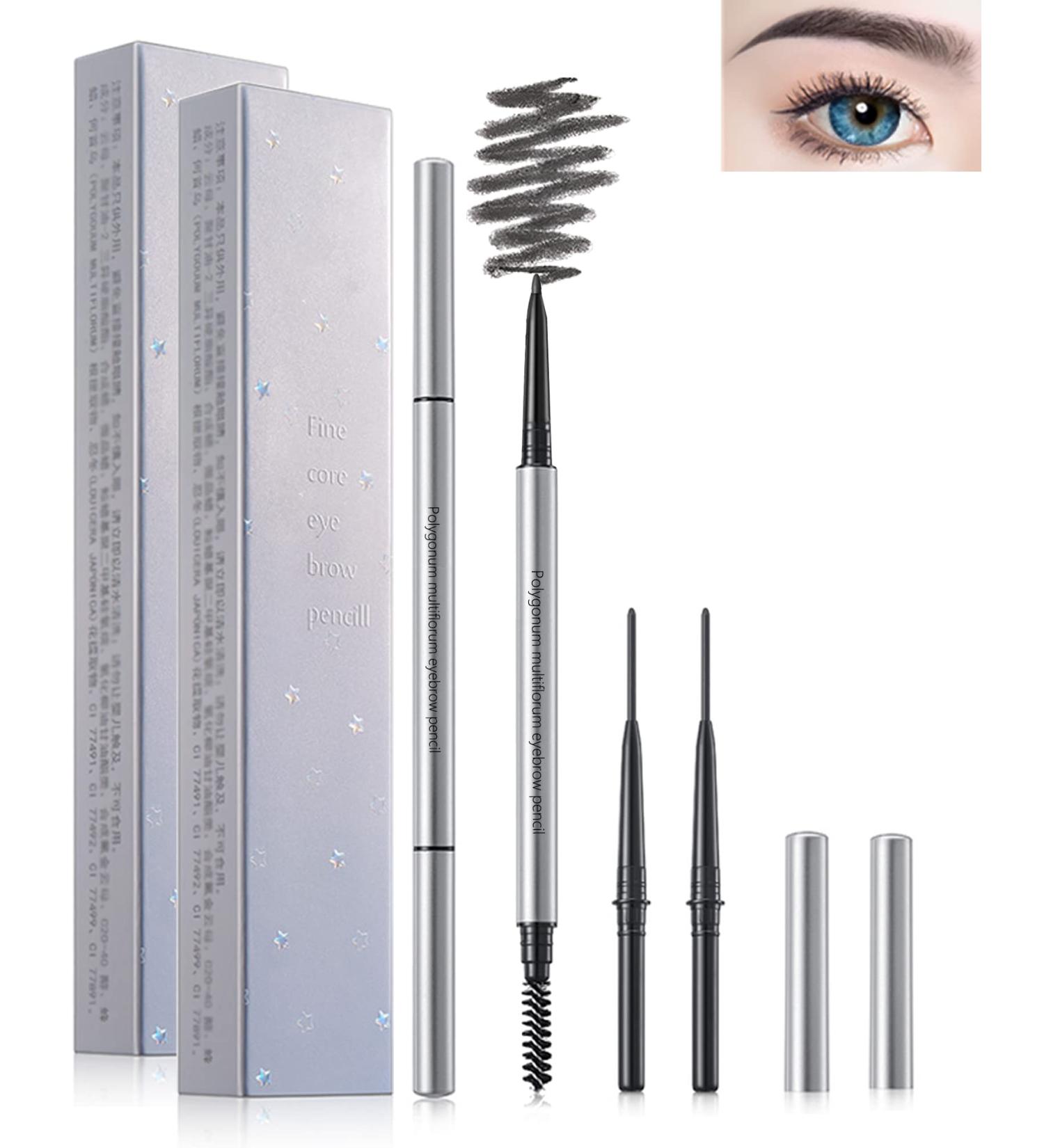 Eyebrow Pencil with Spoolie Brush- 4Pcs Professional Micro 1.5mm Tip Brow Pencil with Dual Ends Kit Longwearing Waterproof Sweat-proof Eye Brow Pencil Black Eyebrow Makeup Pencils for Women-01Black 01 Black - Buy Online on GoSupps.com