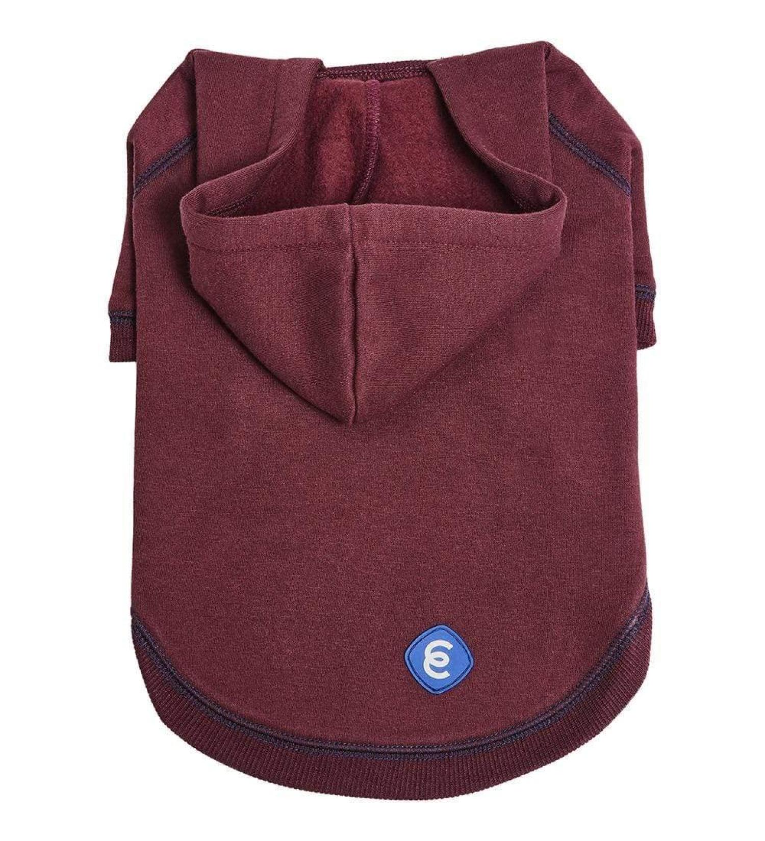 Blueberry Pet Soft & Comfy Cotton Blend Dog Hoodie Sweatshirt in Burgundy Red - 12 inch Back Length - Buy Online on GoSupps.com
