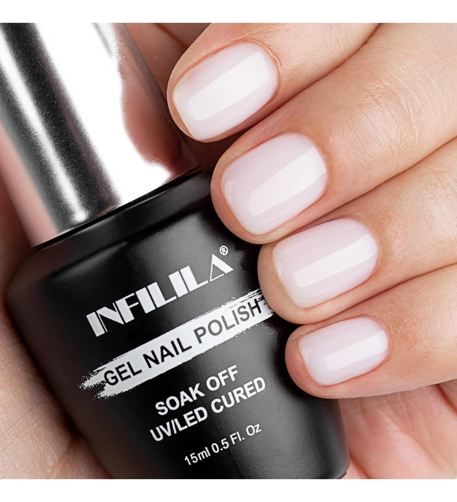 NXJ INFILILA Milky White Gel Polish - Sheer Translucent Nail Polish 15ML | High Gloss Shimmer Neutral White Gift for Women - Buy Online on GoSupps.com