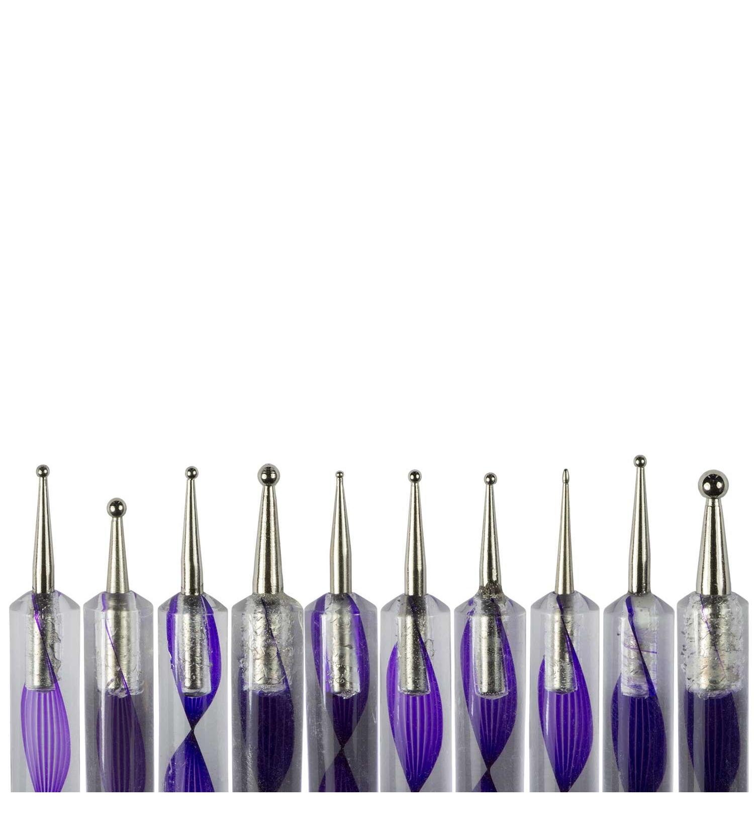 N&BF 5x Nail Art Dotting Tools - Lila Dotting Pen Set for Nail Designs | Dual Tip Swirl Tool for Strass & Mosaik | Professional Quality Nail Pencils - Buy Online on GoSupps.com