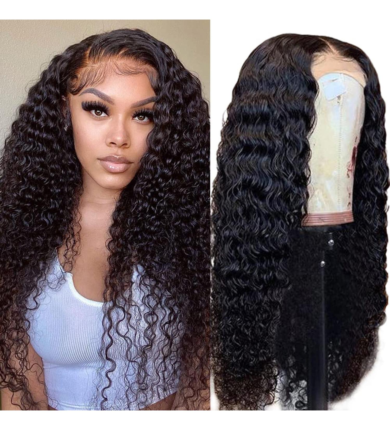 24 Inch Brazilian Virgin Deep Wave Lace Front Wig for Black Women - 180% Density, Pre Plucked with Baby Hair, Natural Color - 4x4 Closure - Buy Online on GoSupps.com