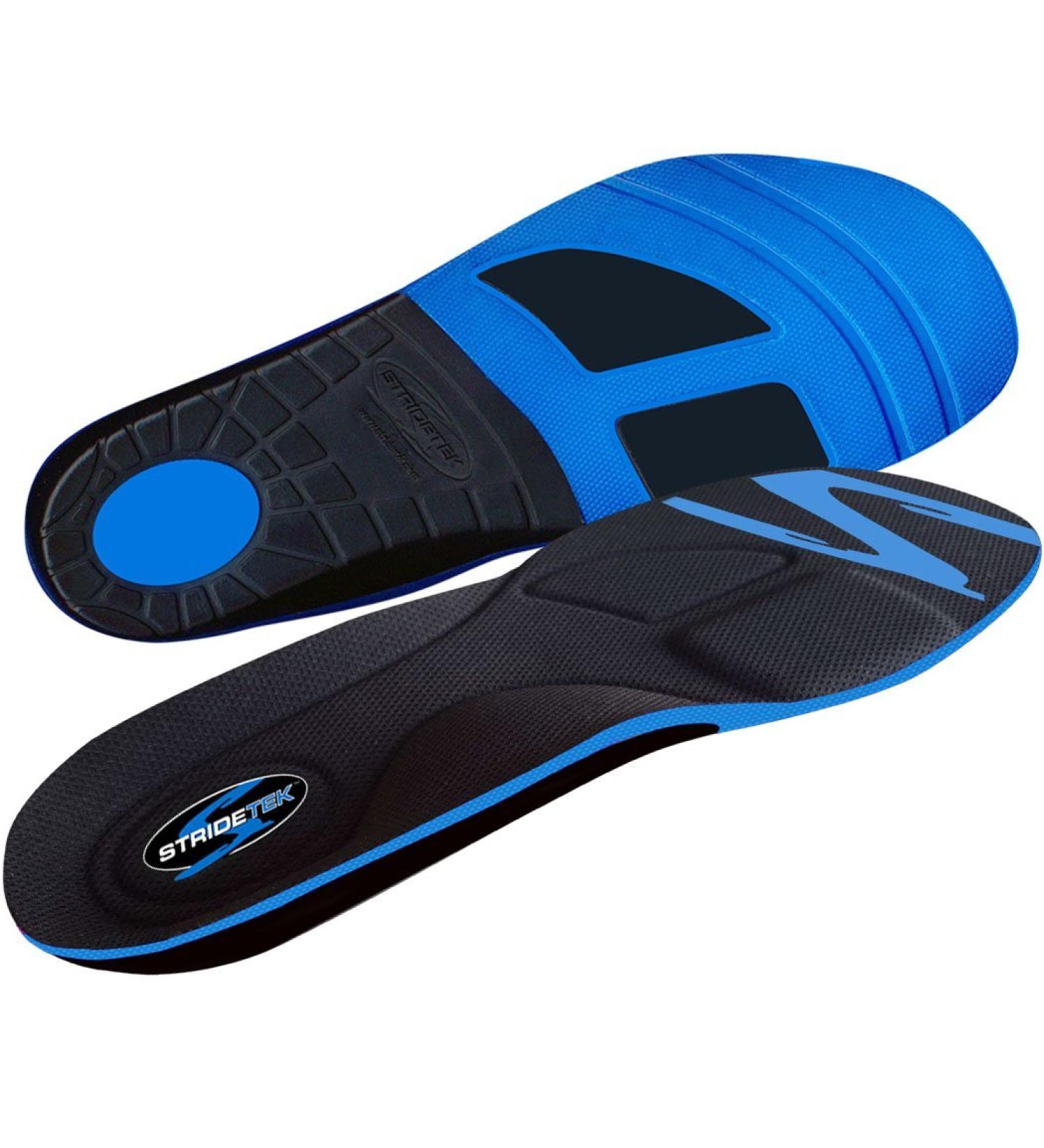 Stridetek Tactical Trainer Orthotic Insoles - Arch Support Metatarsal Pad & Gel Plugs - Prevent Foot Pain, Plantar Fasciitis & Shin Splints - Blue, Men 12-11.5, Women 13-12.5 - Buy Online on GoSupps.com