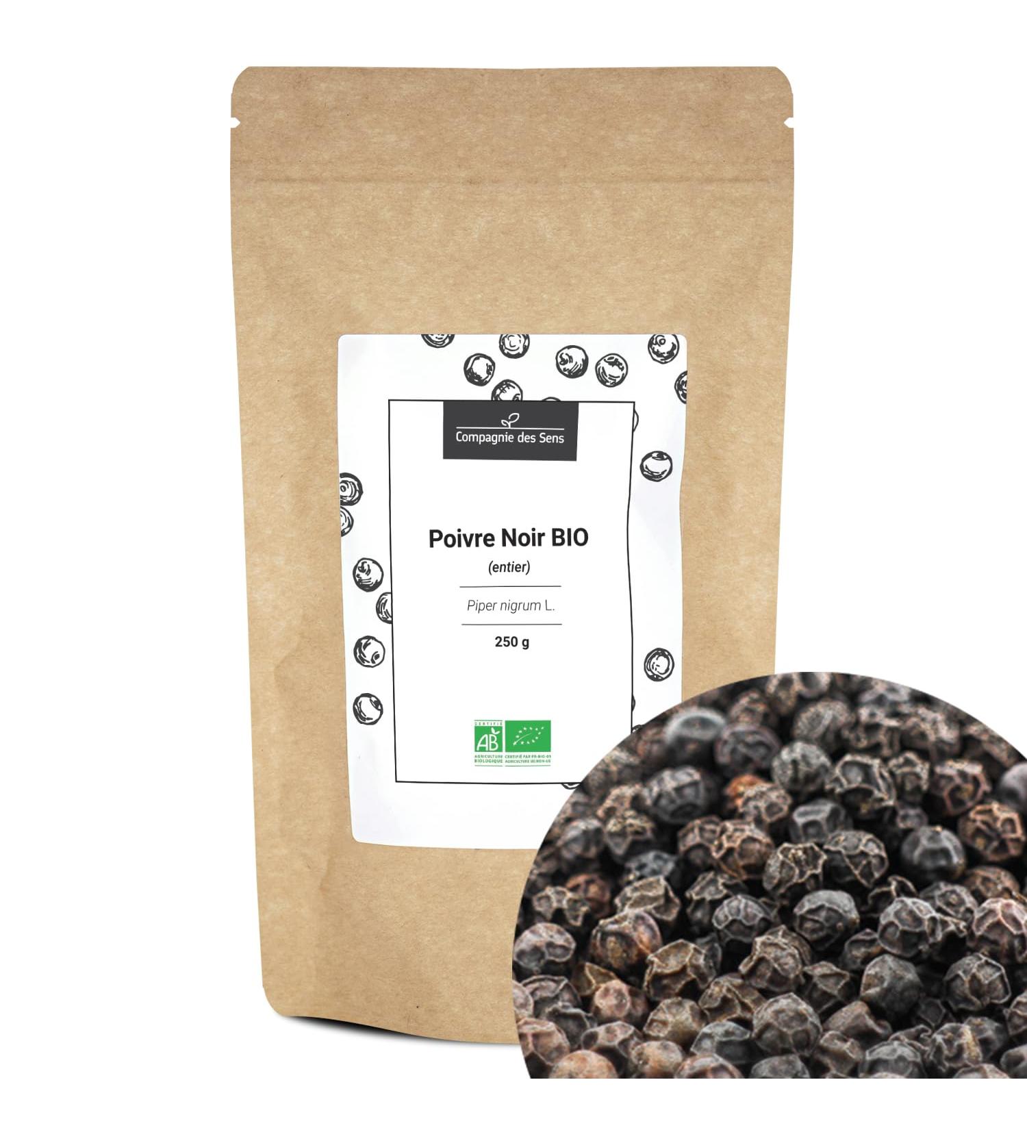 Organic black pepper - Whole grains - 250g - Certified organic spice