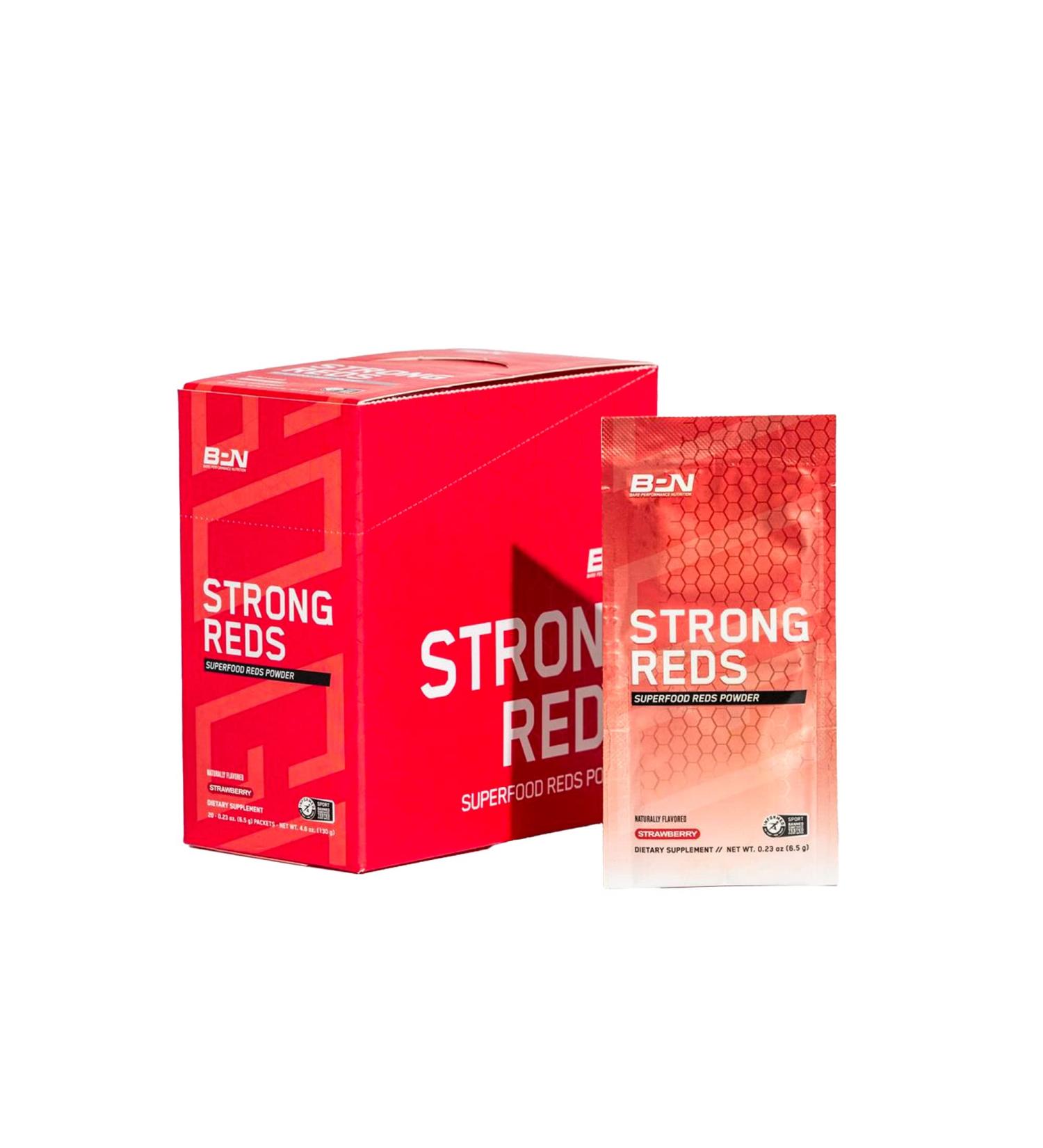 BARE PERFORMANCE NUTRITION Strong Reds Go Packs - Strawberry Superfood Powder Drink Mix (20 Servings) - Buy Online on GoSupps.com