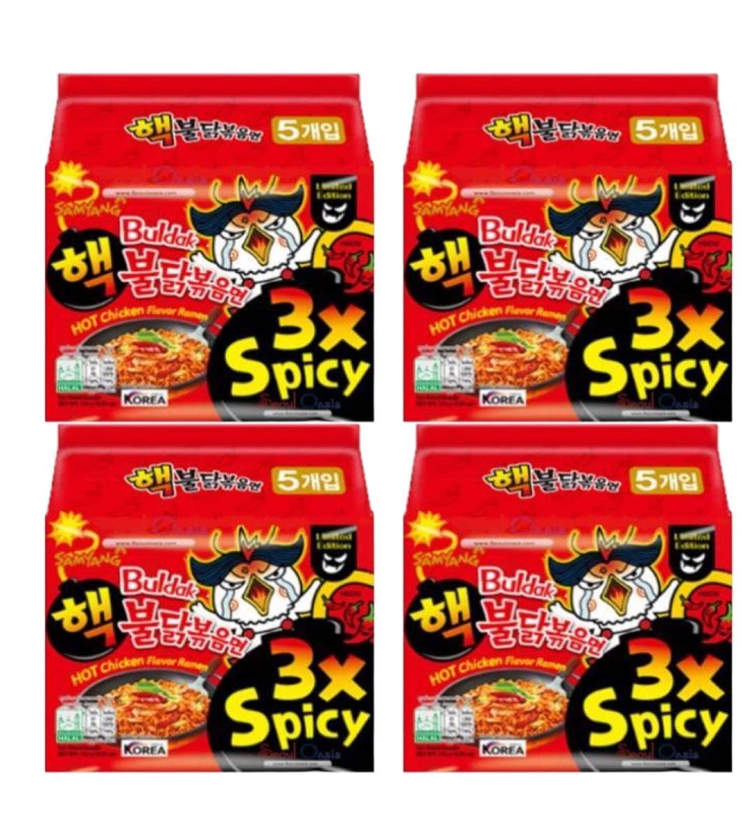 Samyang 3X TRIPLE Ultra Spicy Buldak Hot Chicken Flavour Ramen Noodles (20 Packs) - Limited Edition Fire Challenge - Buy Online on GoSupps.com