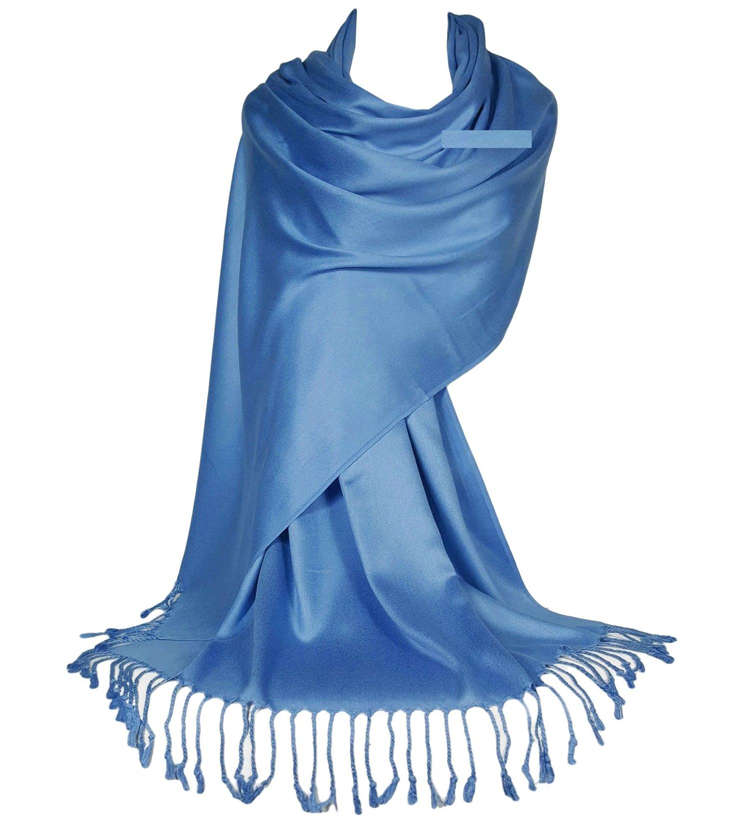 GFM Smooth Shiny Surface Pashmina Style Scarf - Medium Blue - Buy Online on GoSupps.com