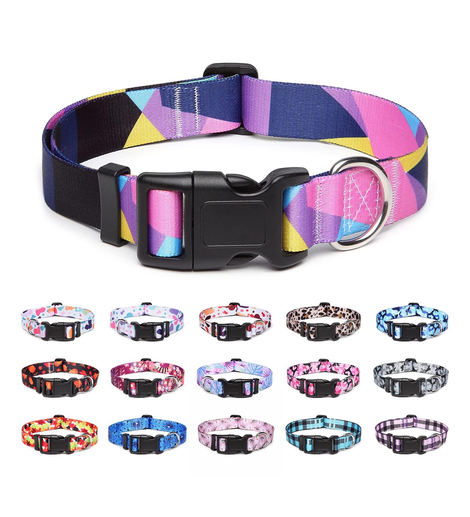 Suredoo Adjustable Soft Nylon Dog Collar for Small to Medium Dogs - Purple Geometry Comfort Fit (S: 25-40 cm Neck) - Buy Online on GoSupps.com