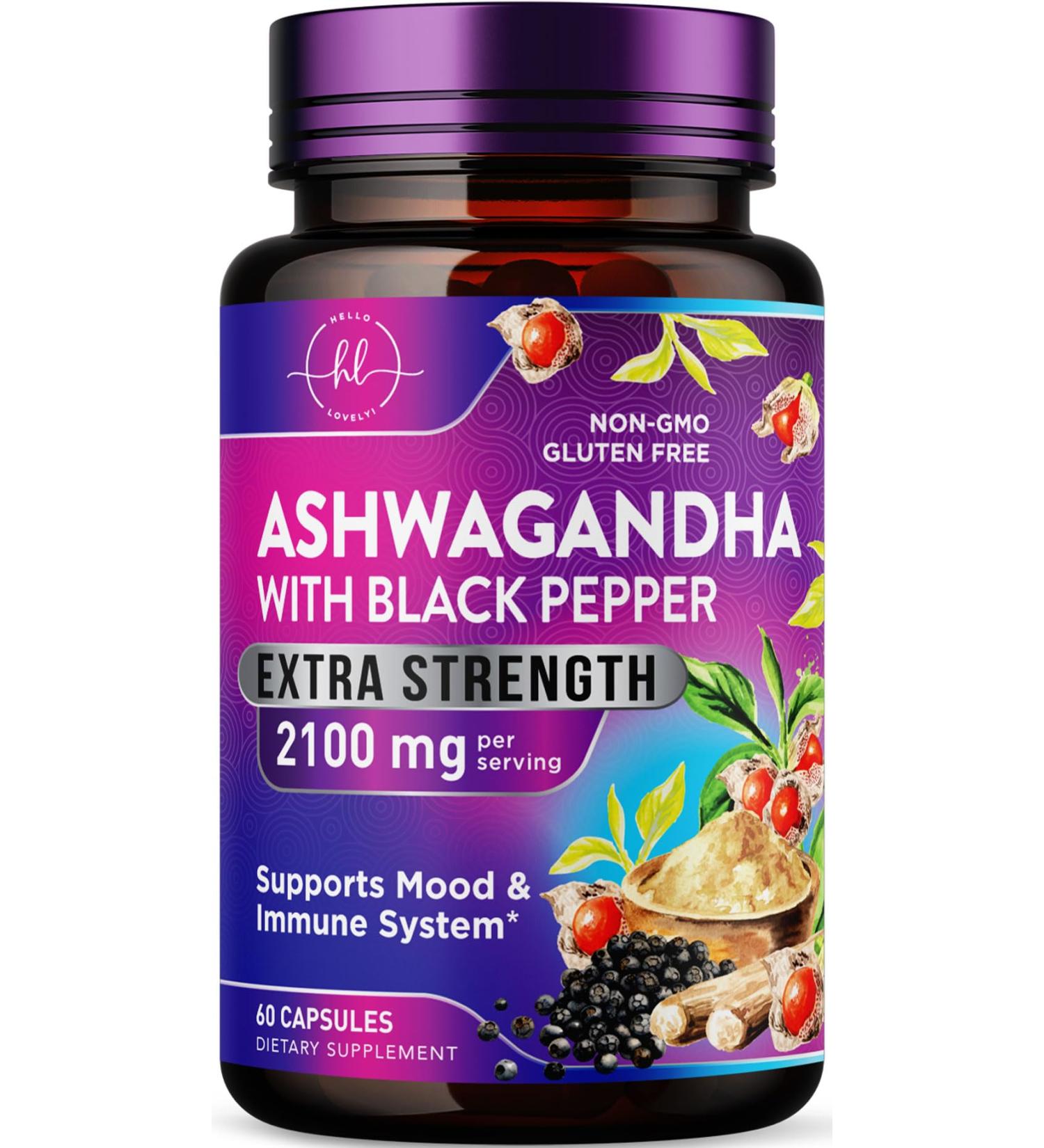 Ashwagandha Supplements 2100mg - Max Absorption with Black Pepper Extract Extra Strength Ashwagandha Capsules with 100% Plant Powder & Root Extract Non-GMO Bottled in USA - 60 Vegetarian Capsules 60 Count (Pack of 1) - Buy Online on GoSupps.com